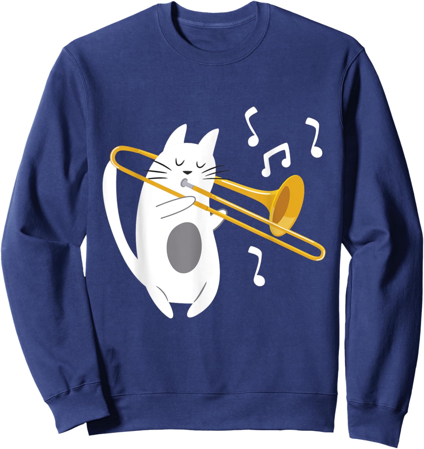 Trombonist Cat - Trombone Player Music Lover Women Girls Kids Sweatshirt - Sweatshirt | Navy