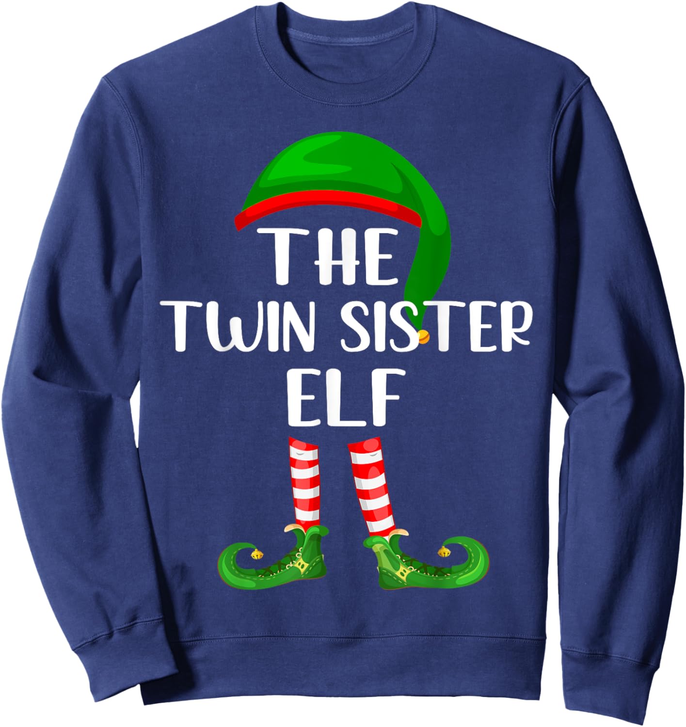 Matching Family Group The Twin Sister Elf Christmas Sweatshirt - Sweatshirt | Navy