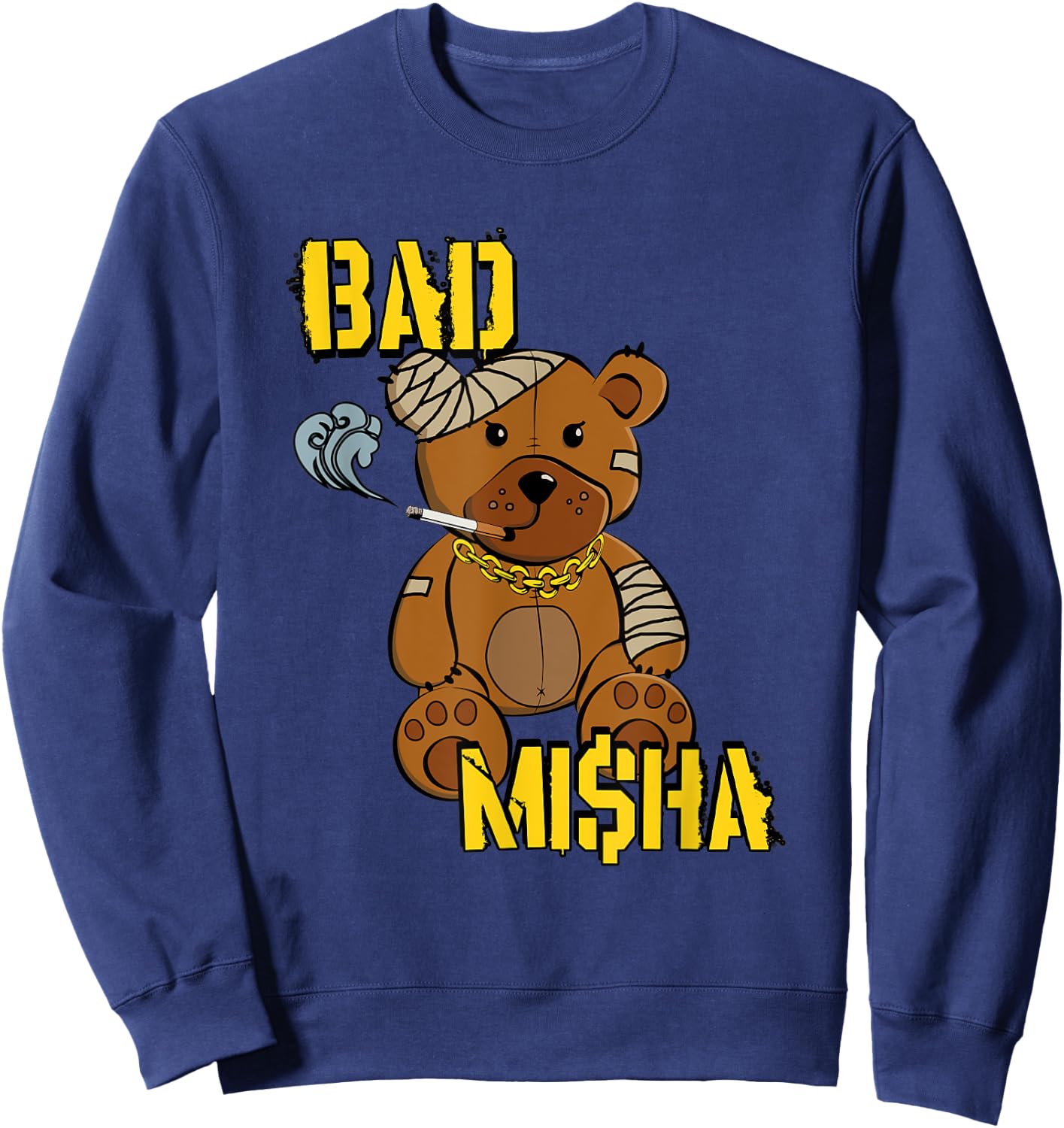 Bad Misha Bear Teddy Attitude Cool Cartoon Anime Kawaii Sweatshirt - Sweatshirt | Navy