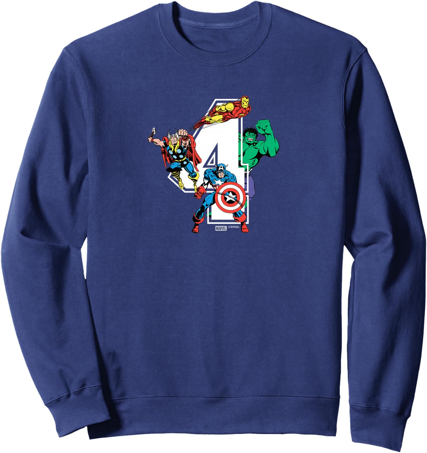 Kids Marvel - Avengers 4th Birthday Sweatshirt - Sweatshirt | Navy
