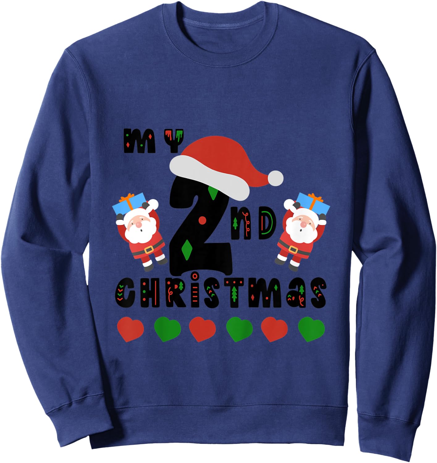 Kids My Second Christmas Baby Child 2nd Xmas Gift Sweatshirt - Sweatshirt | Navy