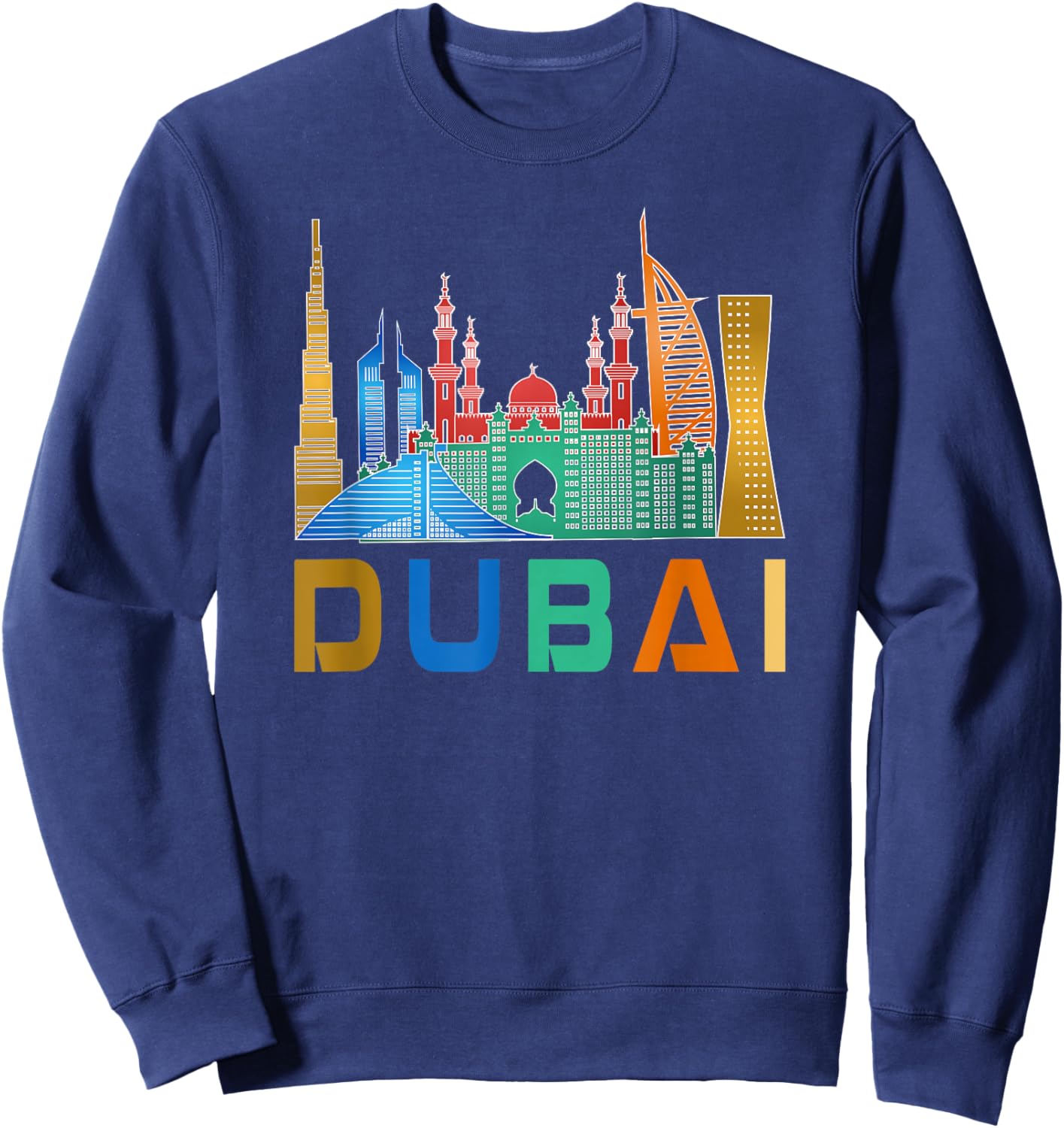 Dubai, United Arab Emirates Souvenir I Love Dubai Skyline Sweatshirt - Sweatshirt | Navy