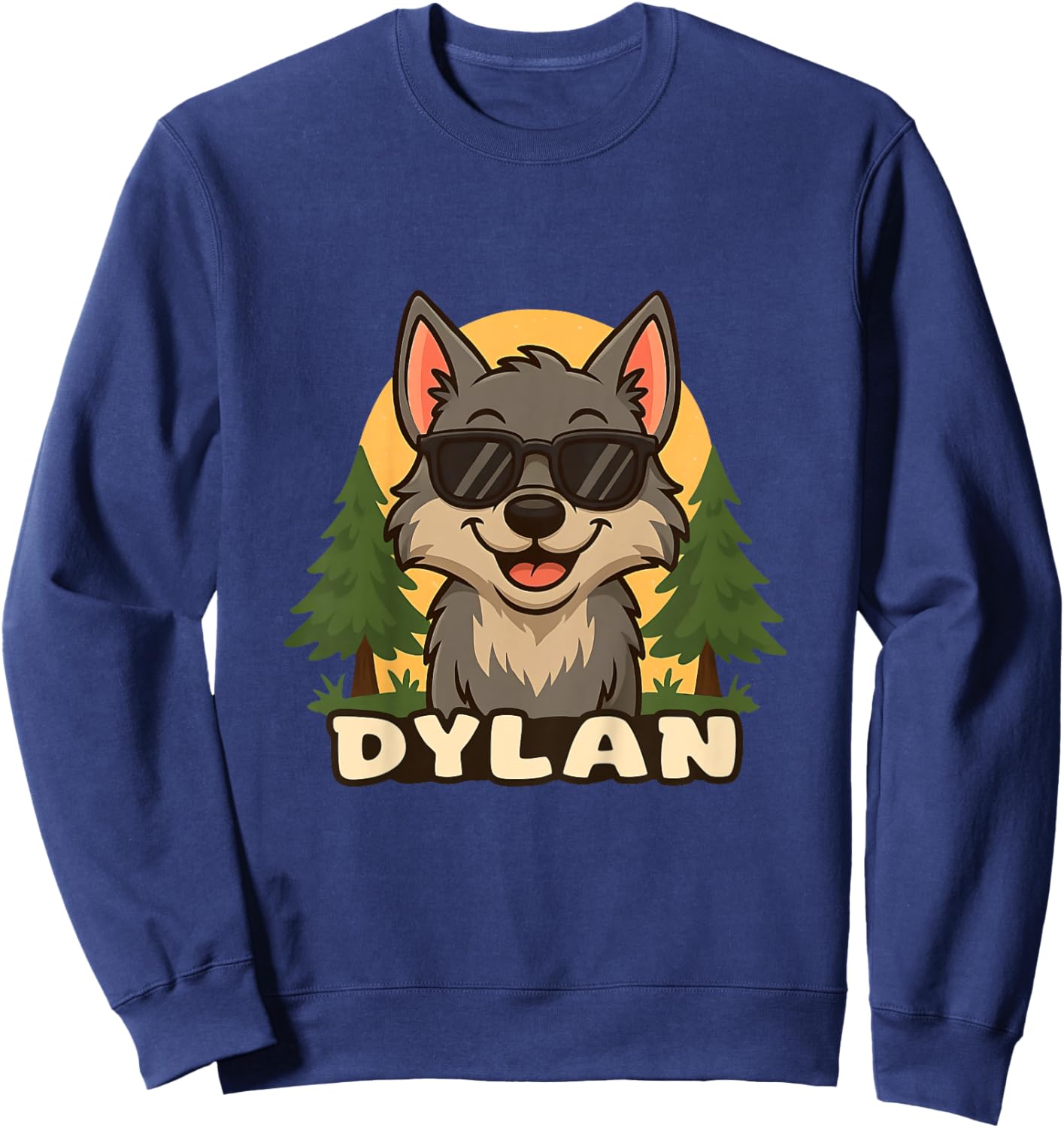 Enfant Dylan – Design Loup avec Prénom pour Garçons Sweatshirt - Sweatshirt | Navy