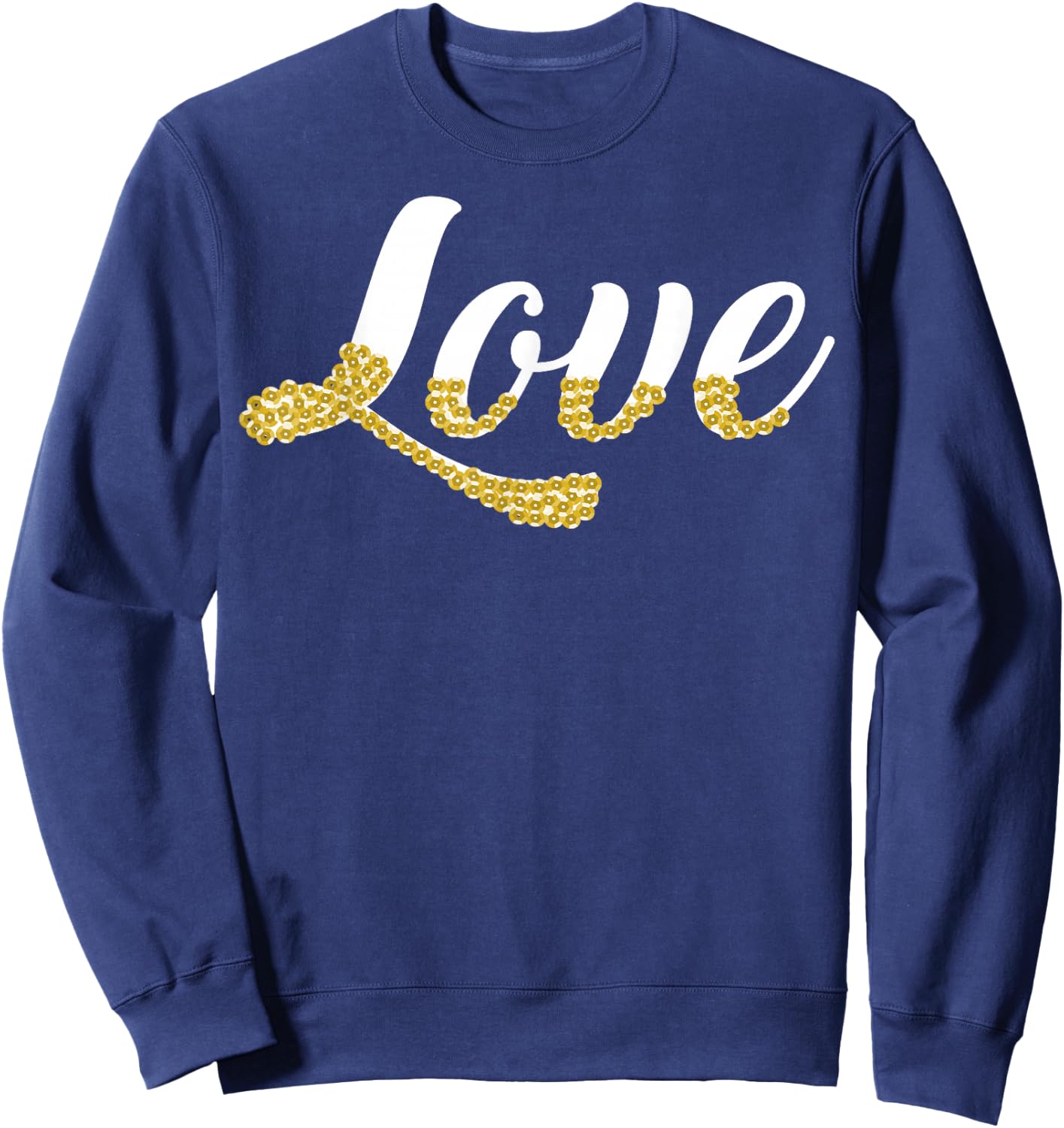 Love With Gold Sequin Design Sweatshirt - Sweatshirt | Navy