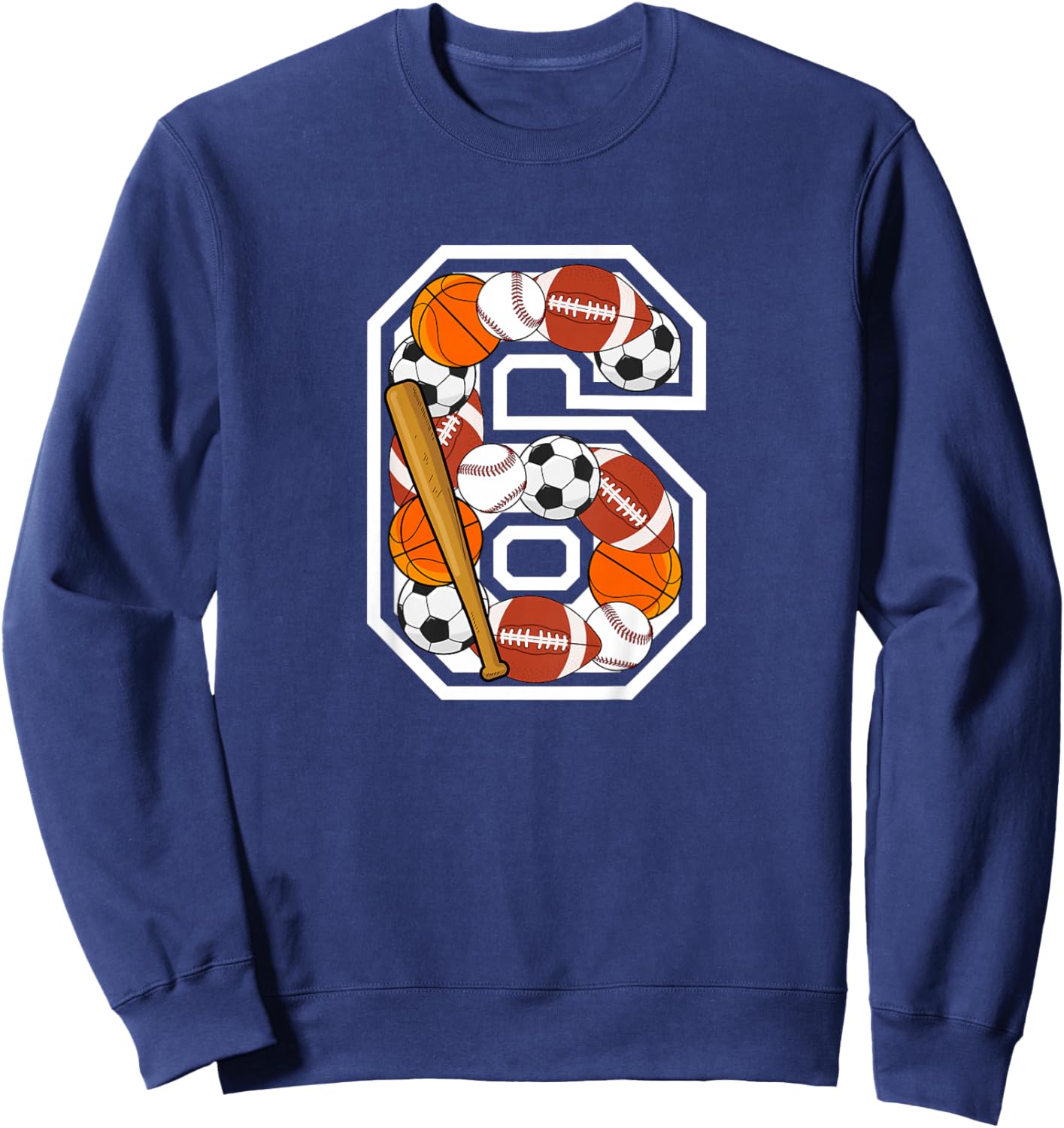 Kids 6th Birthday Sports Birthday Party 6 Year Old Boy Sweatshirt - Sweatshirt | Navy