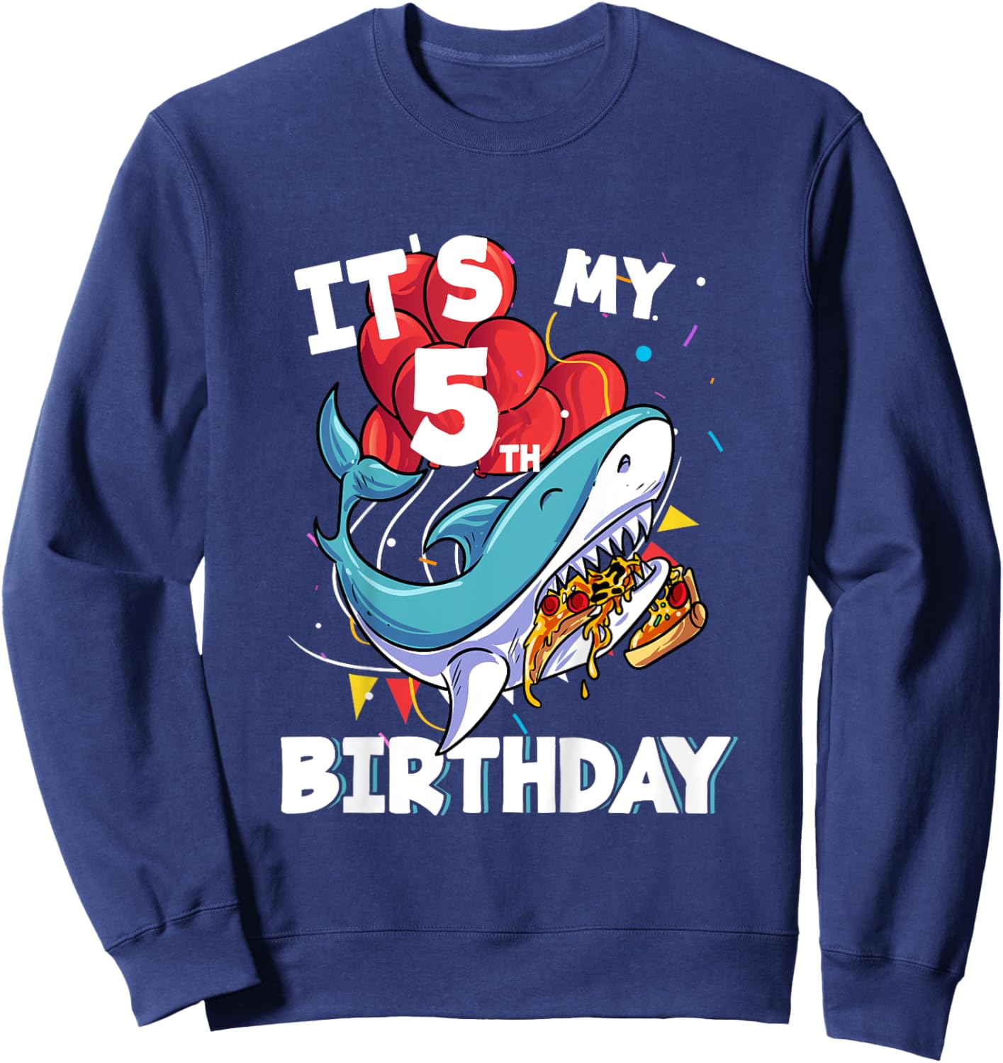 It's my 5th Birthday 5 Year Old Shark Birthday Sweatshirt - Sweatshirt | Navy