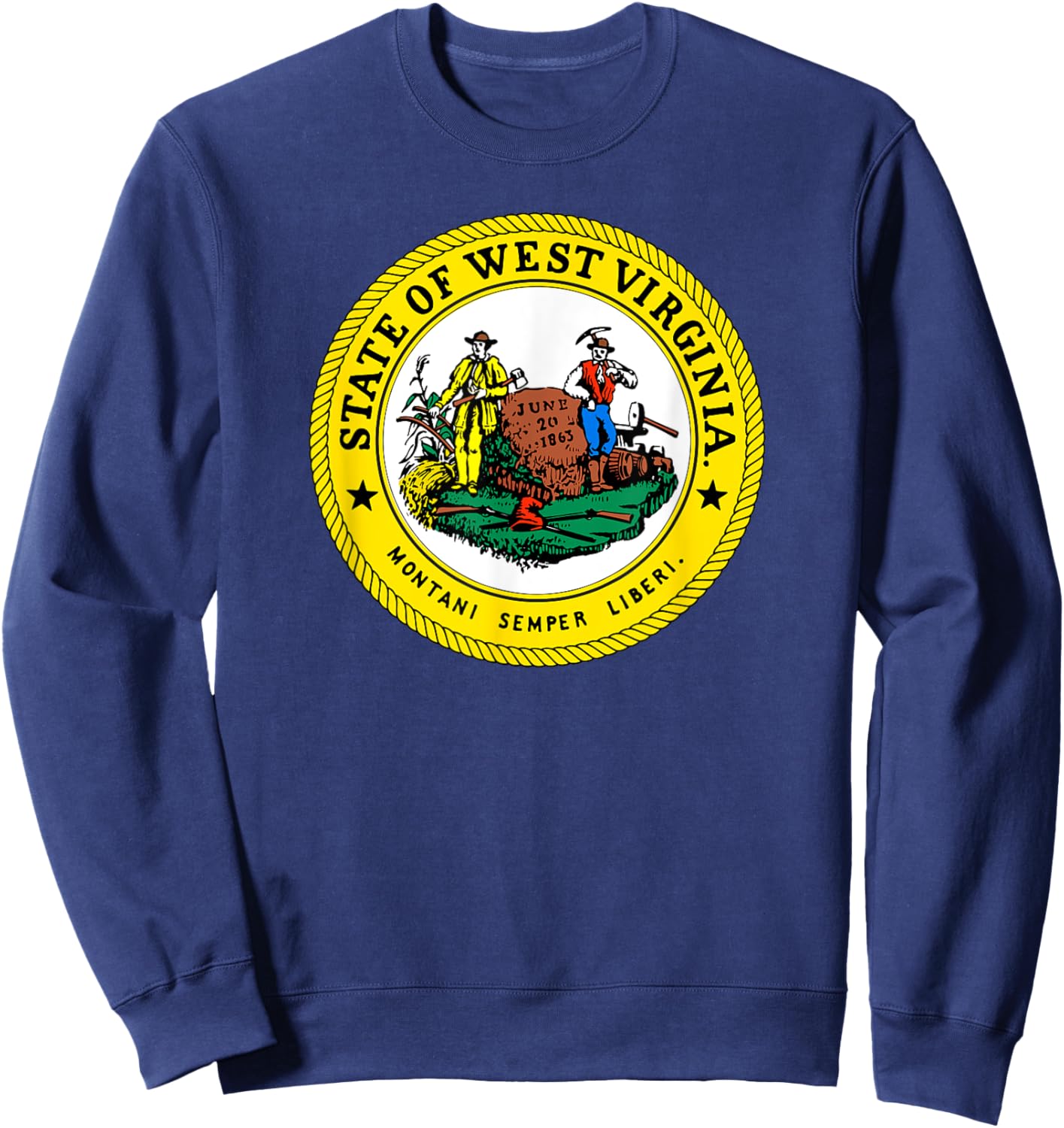 West Virginia State Seal Flag Sweatshirt - Sweatshirt | Navy
