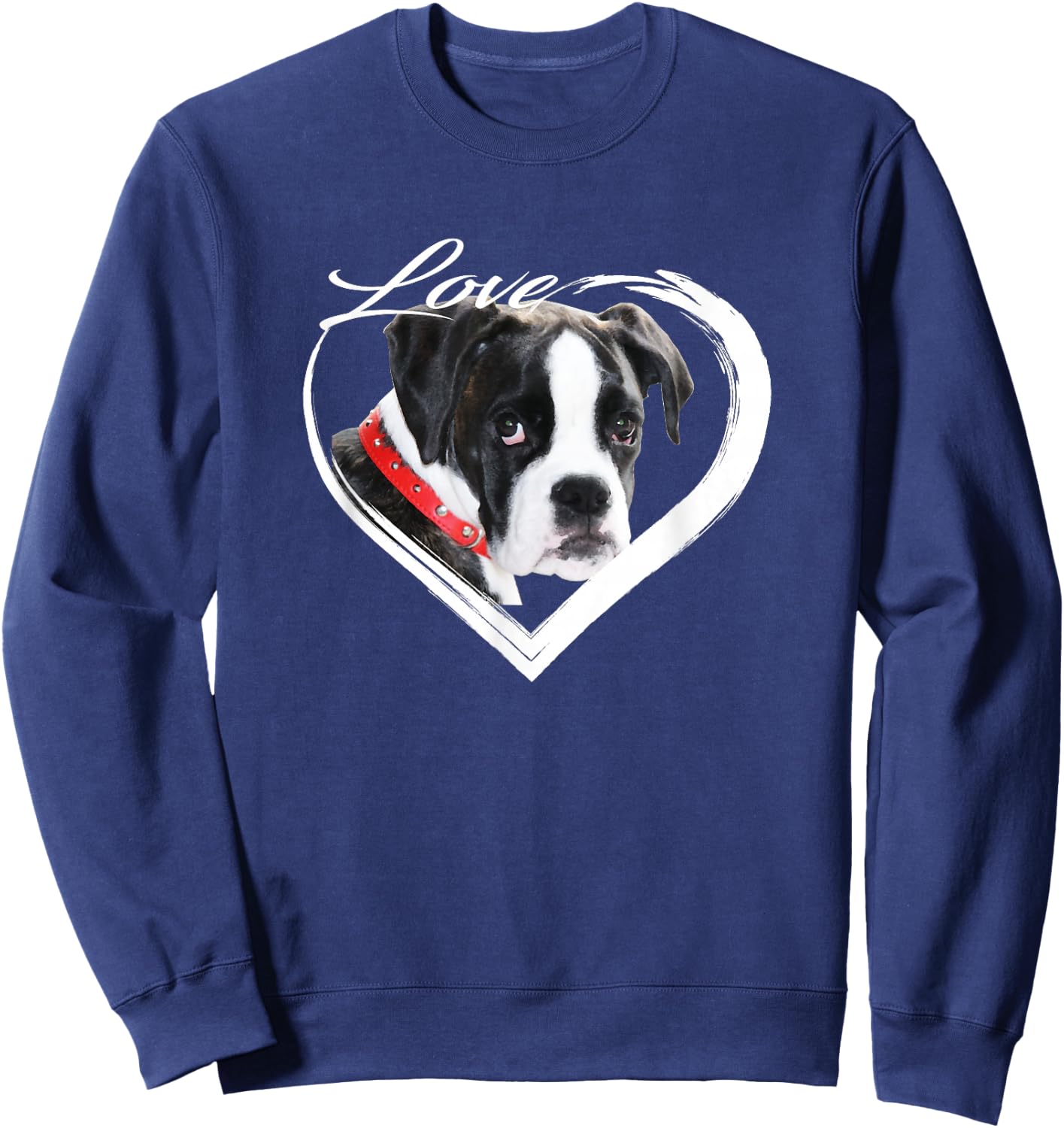 Love Boxers Black and White Puppy Dog Lover Gifts Sweatshirt - Sweatshirt | Navy