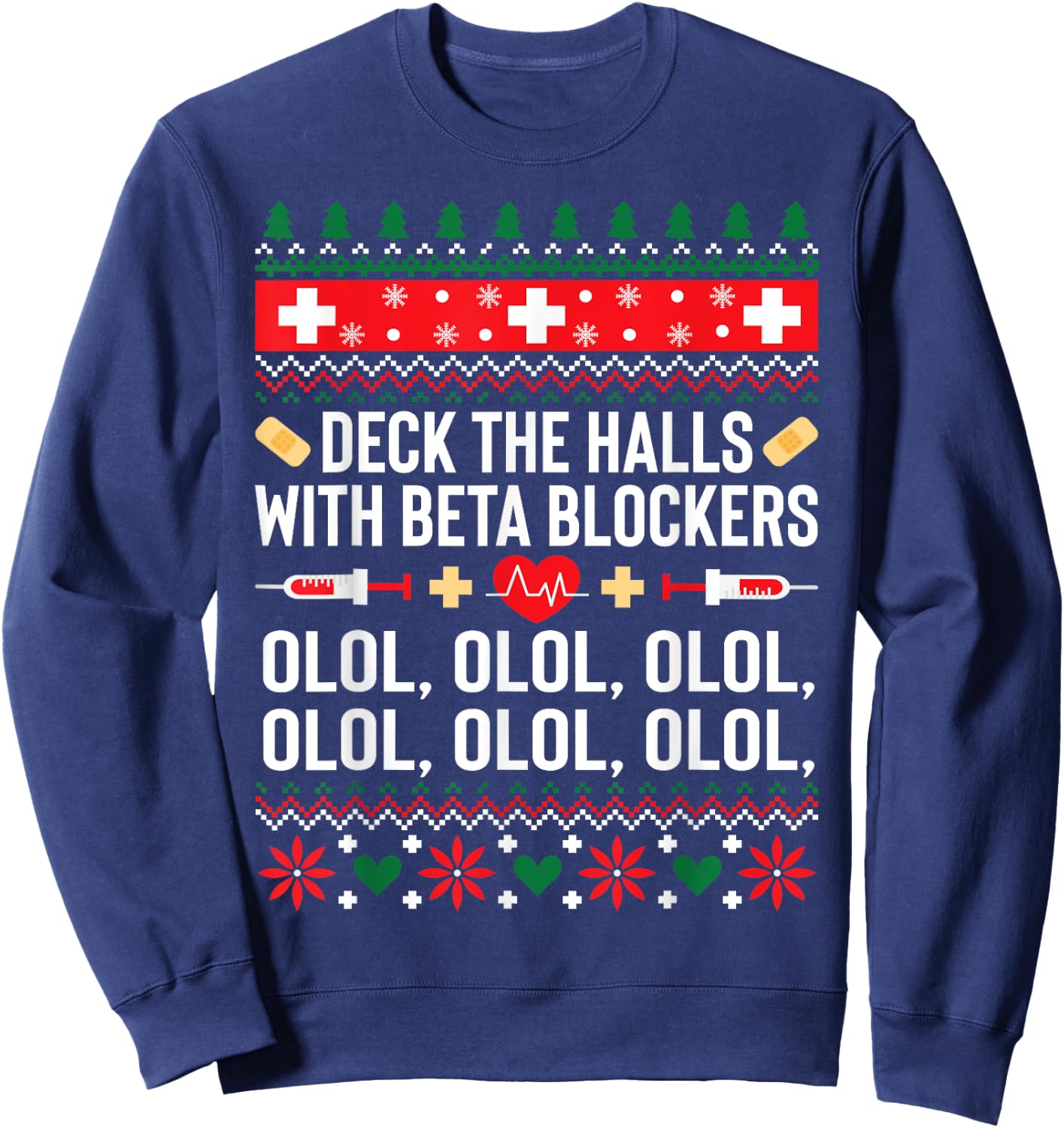 Funny Nurse Christmas Shirt Ugly Xmas Gift Women Sweatshirt - Sweatshirt | Navy