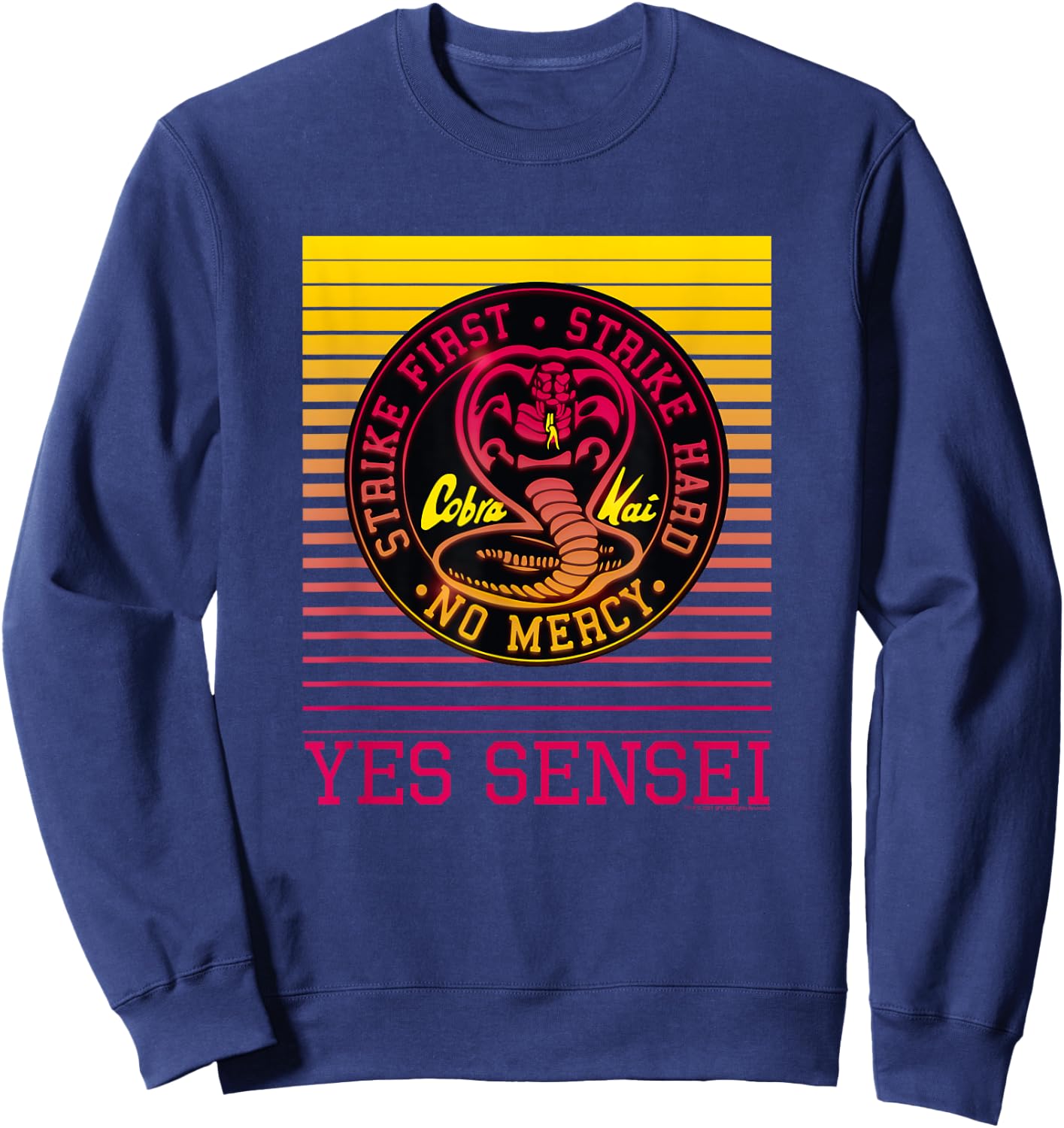 Cobra Kai Yes Sensei Retro Gradient Sweatshirt - Sweatshirt | Navy