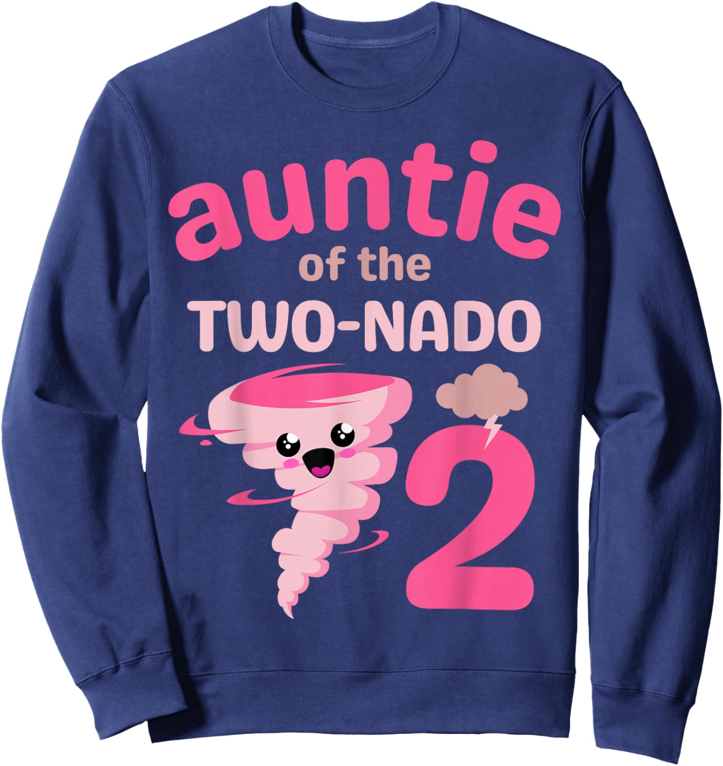 Auntie of the Two-nado Tornado Theme 2nd Birthday Party Kids Sweatshirt - Sweatshirt | Navy