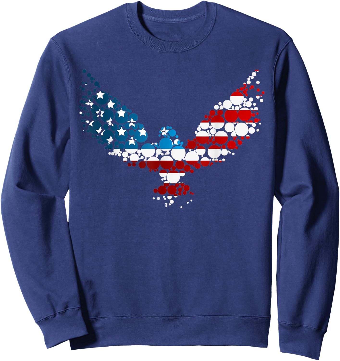 American Flag Polka Dot Eagle Patriotic Women Men Sweatshirt - Sweatshirt | Navy