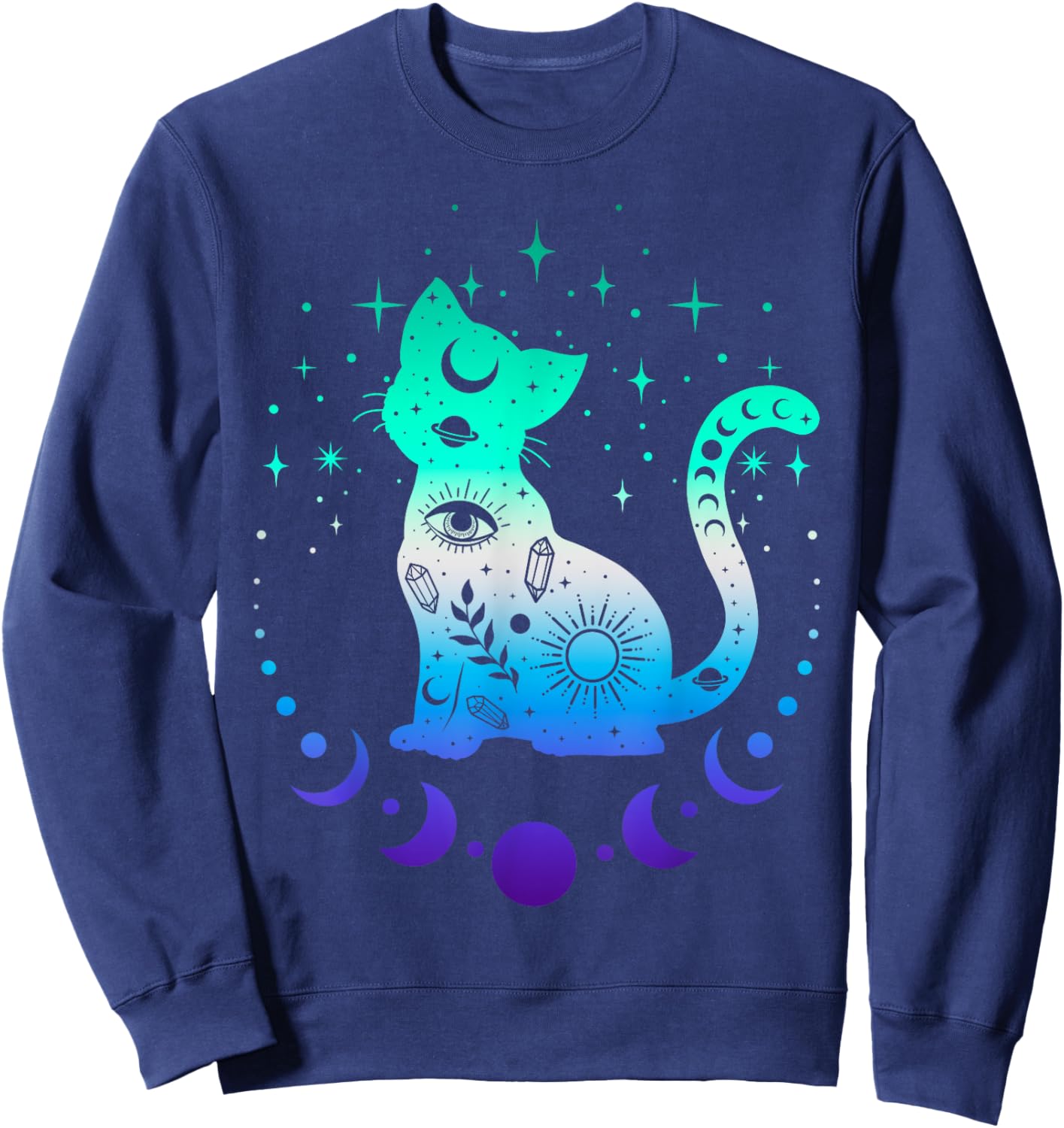 New Blue Gay Male MLM Pride Flag, Astrology Cat Sweatshirt - Sweatshirt | Navy