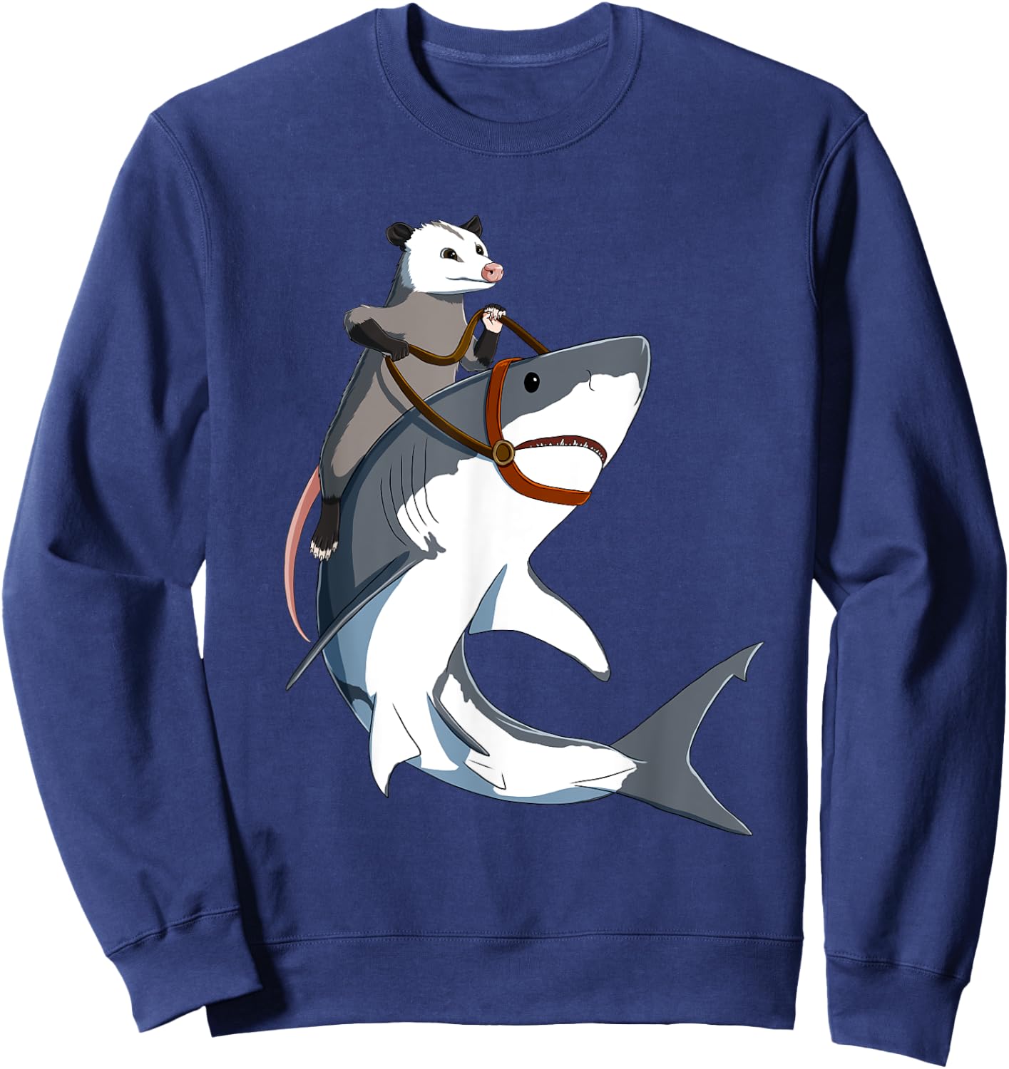 Funny Opossum Riding Shark Sweatshirt - Sweatshirt | Navy
