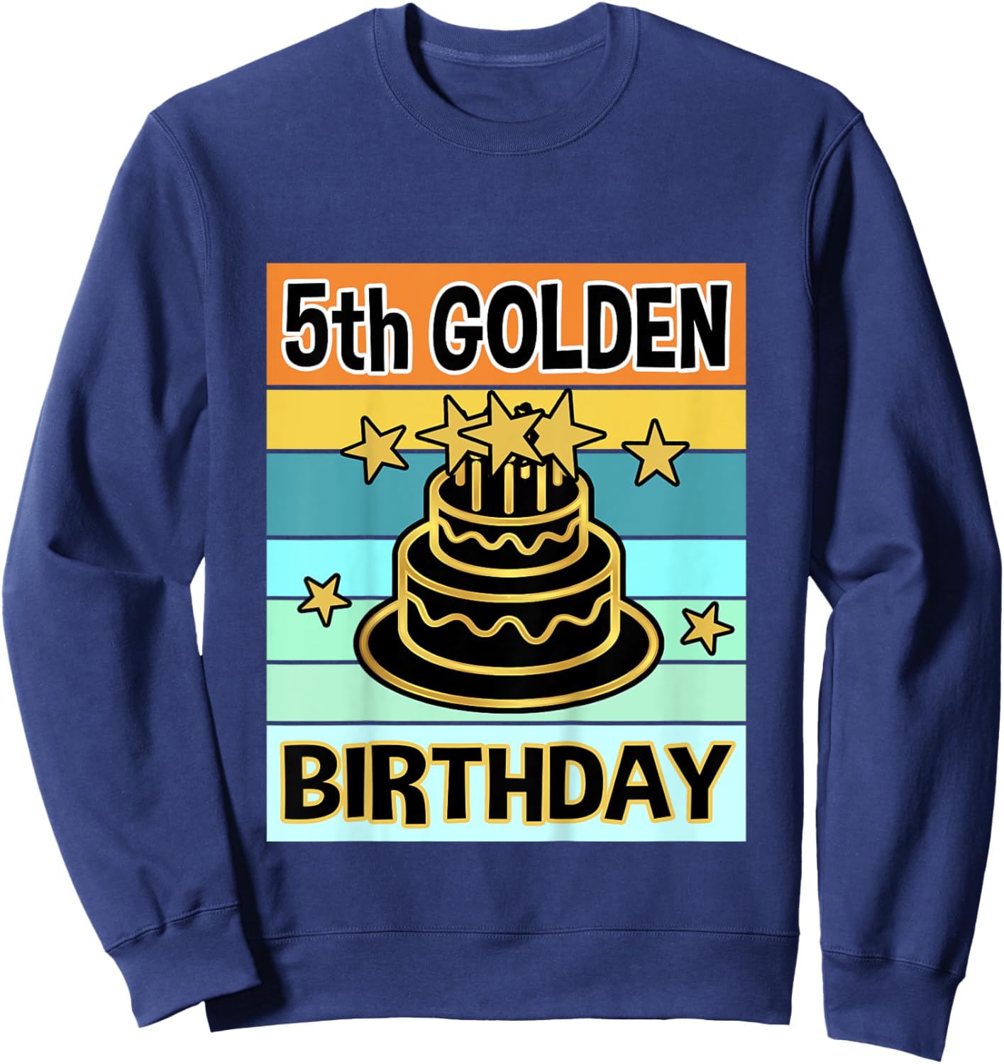 Kids Kids 5th Golden Birthday Shirt My Birthday Golden Boys Girls Sweatshirt - Sweatshirt | Navy