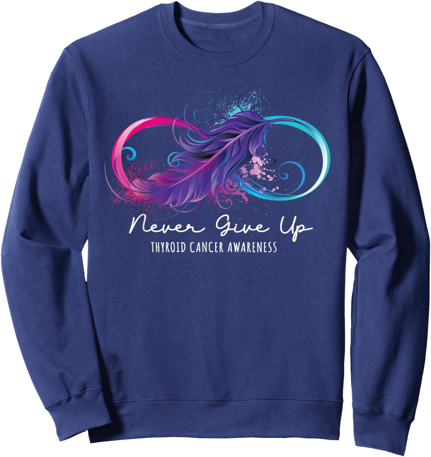 Thyroid Cancer Awareness Survivor Ribbon Strong Family Sweatshirt - Sweatshirt | Navy