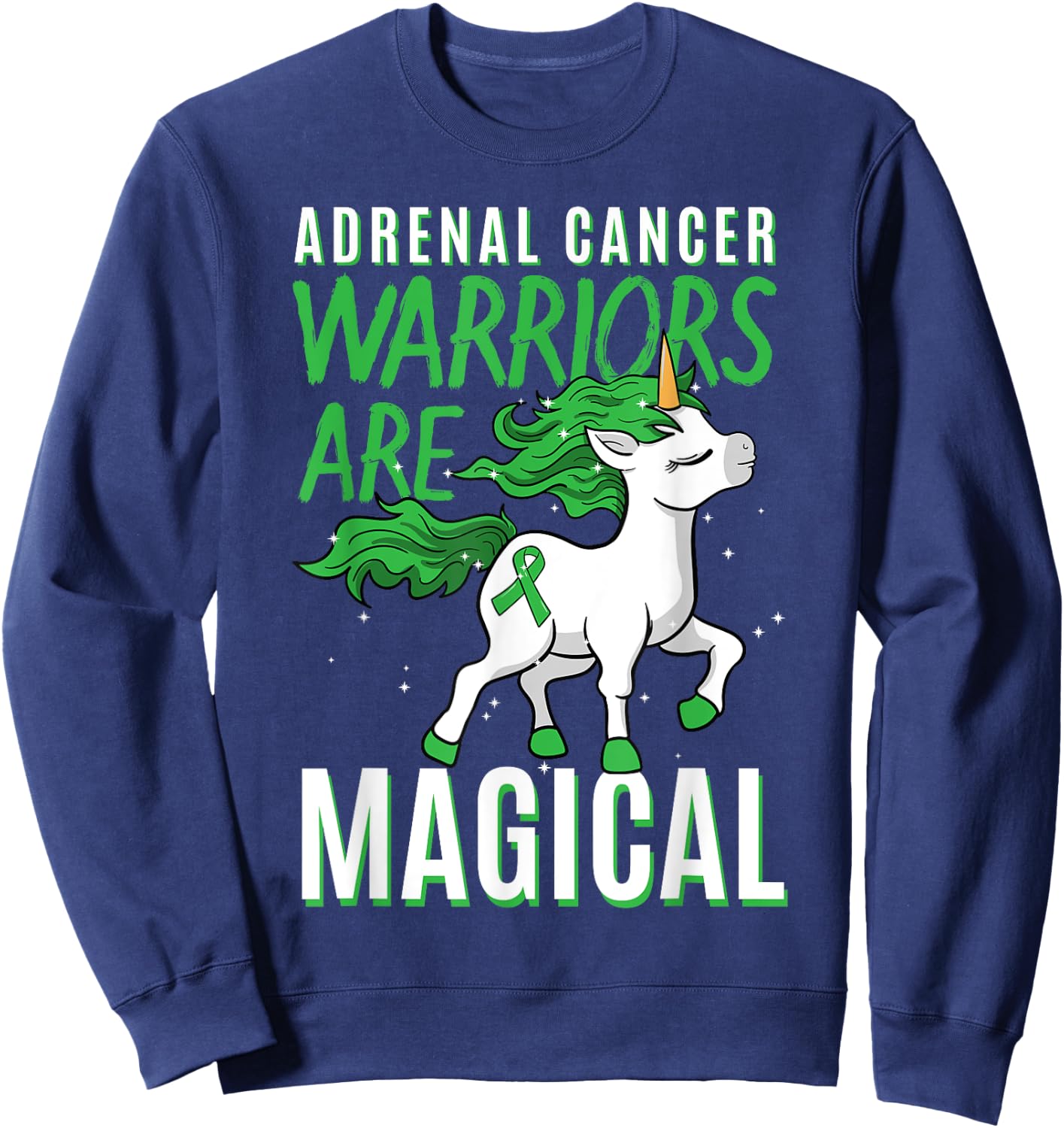 Adrenal Cancer Awareness Adrenal Cortical Carcinoma Unicorn Sweatshirt - Sweatshirt | Navy