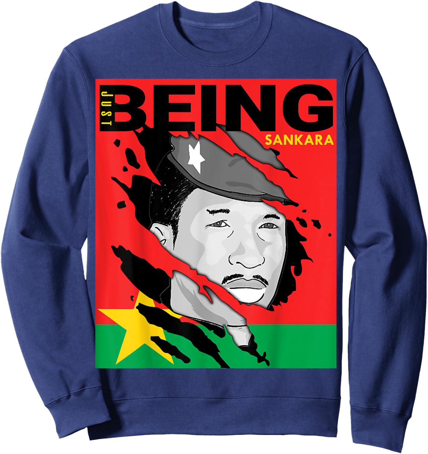 Just Being Thomas Sankara Burkina Faso Flag Sweatshirt - Sweatshirt | Navy