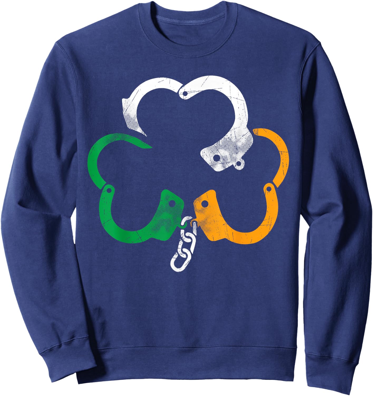 Handcuffs Irish Flag Shamrock Police St. Patrick's Day Sweatshirt - Sweatshirt | Navy