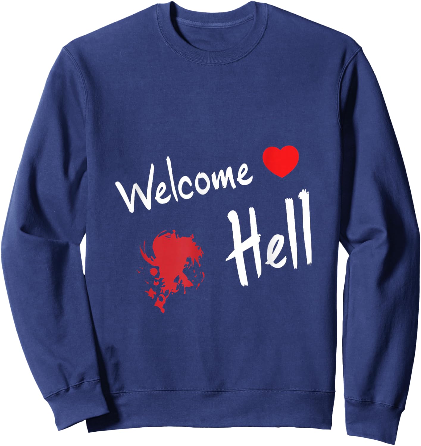 Mini-Hakkero Touhou Project - Welcome Hell Gensokyo Relaxed Anime - Black - Small Sweatshirt - Sweatshirt | Navy