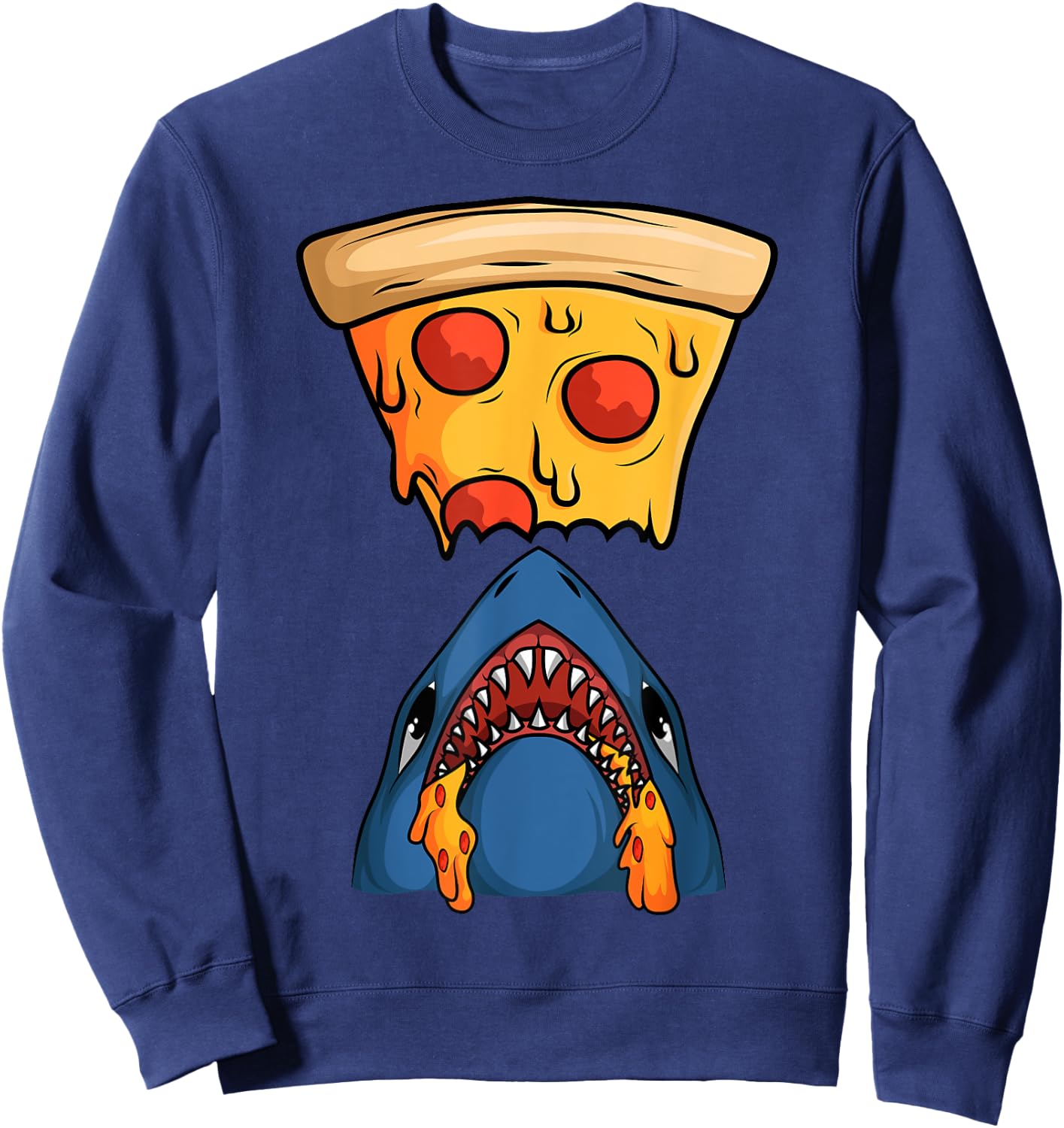 Cool Pizza Round Pizzetta Lover Shark Fan Pizzaiolo Pizzeria Sweatshirt - Sweatshirt | Navy