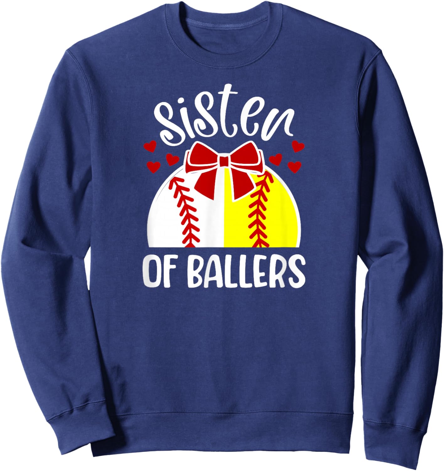 Sister Of Ballers Softball Baseball Sister Sweatshirt - Sweatshirt | Navy