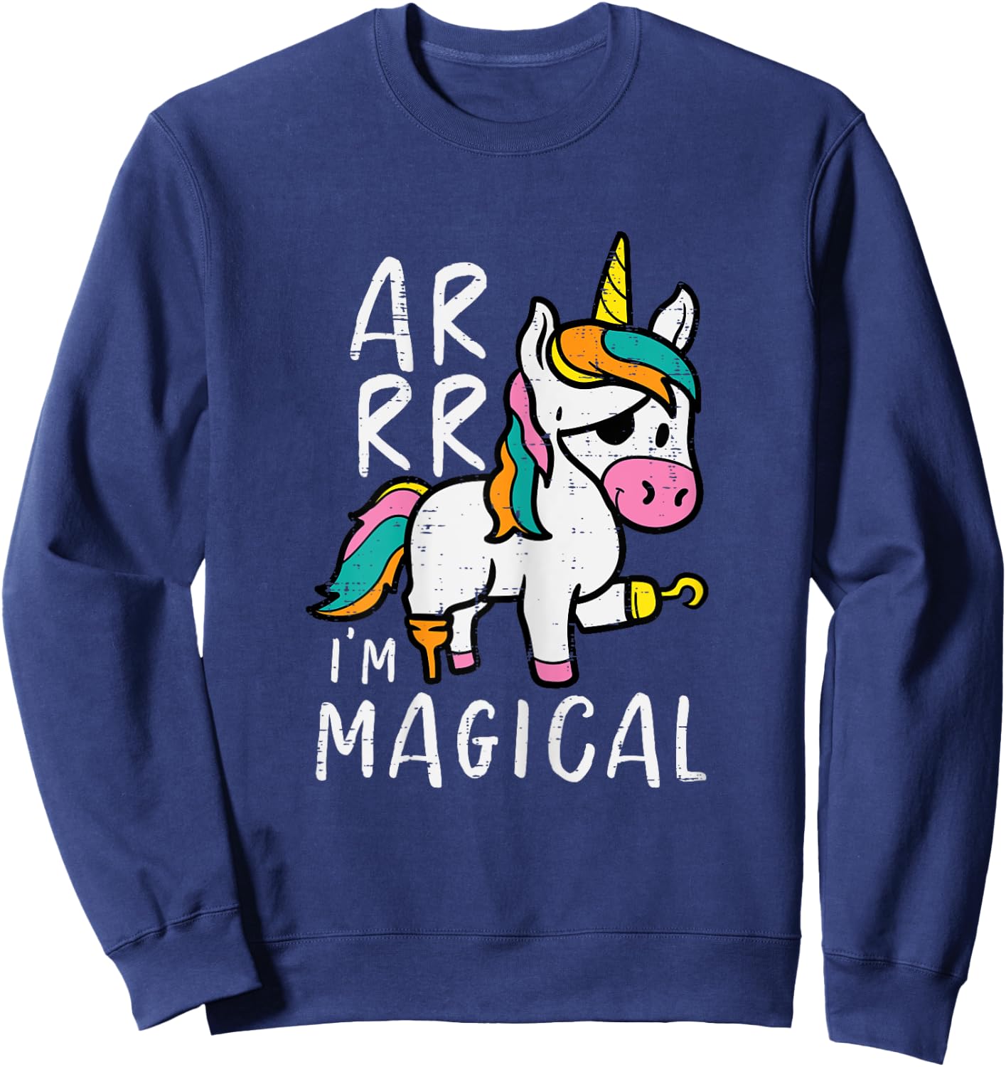 Pirate Unicorn Arrr Im Magical Halloween Toddler Girls Kids Sweatshirt - Sweatshirt | Navy