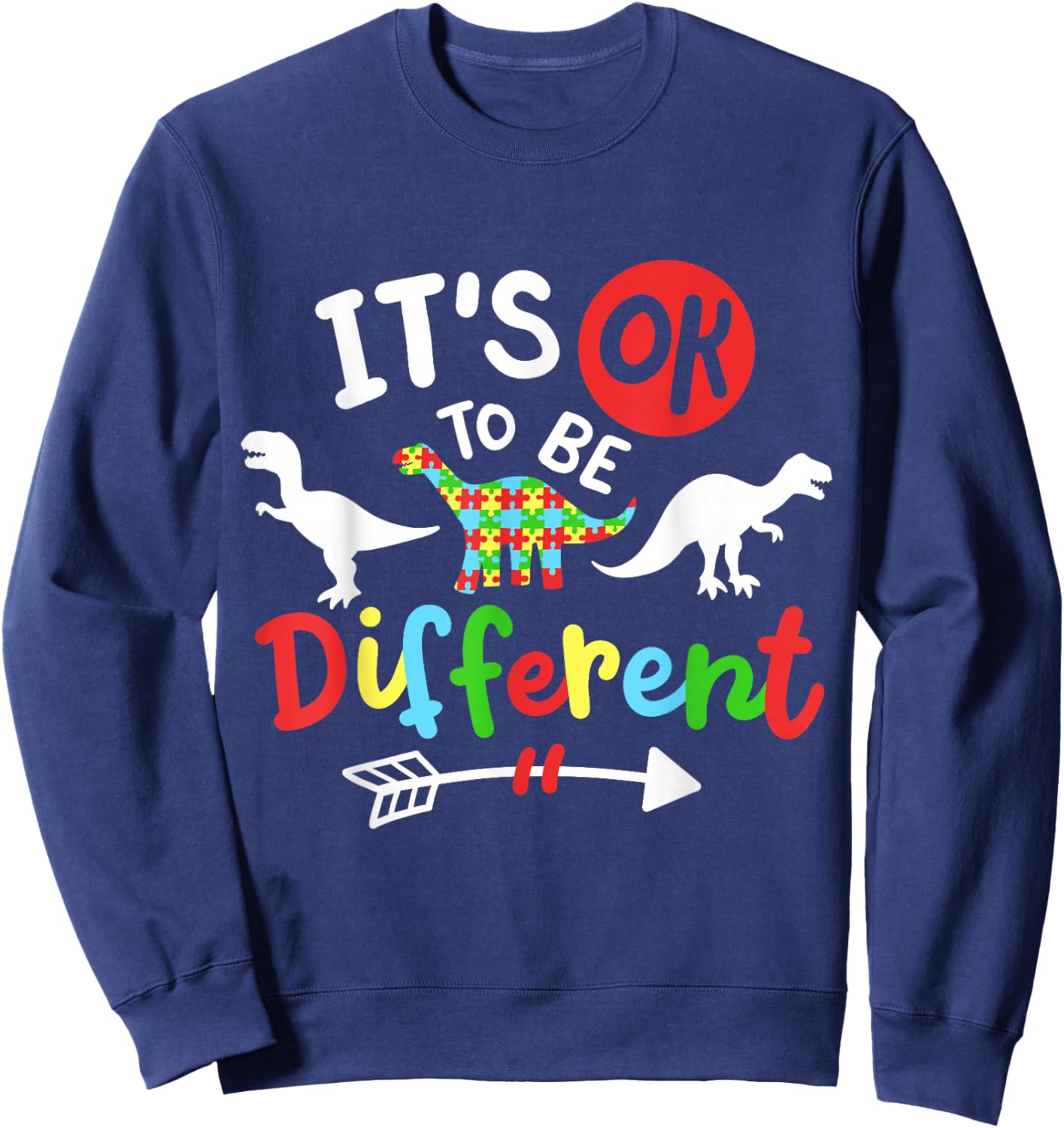 Autism Awareness Dinosaur Sweatshirt - Sweatshirt | Navy
