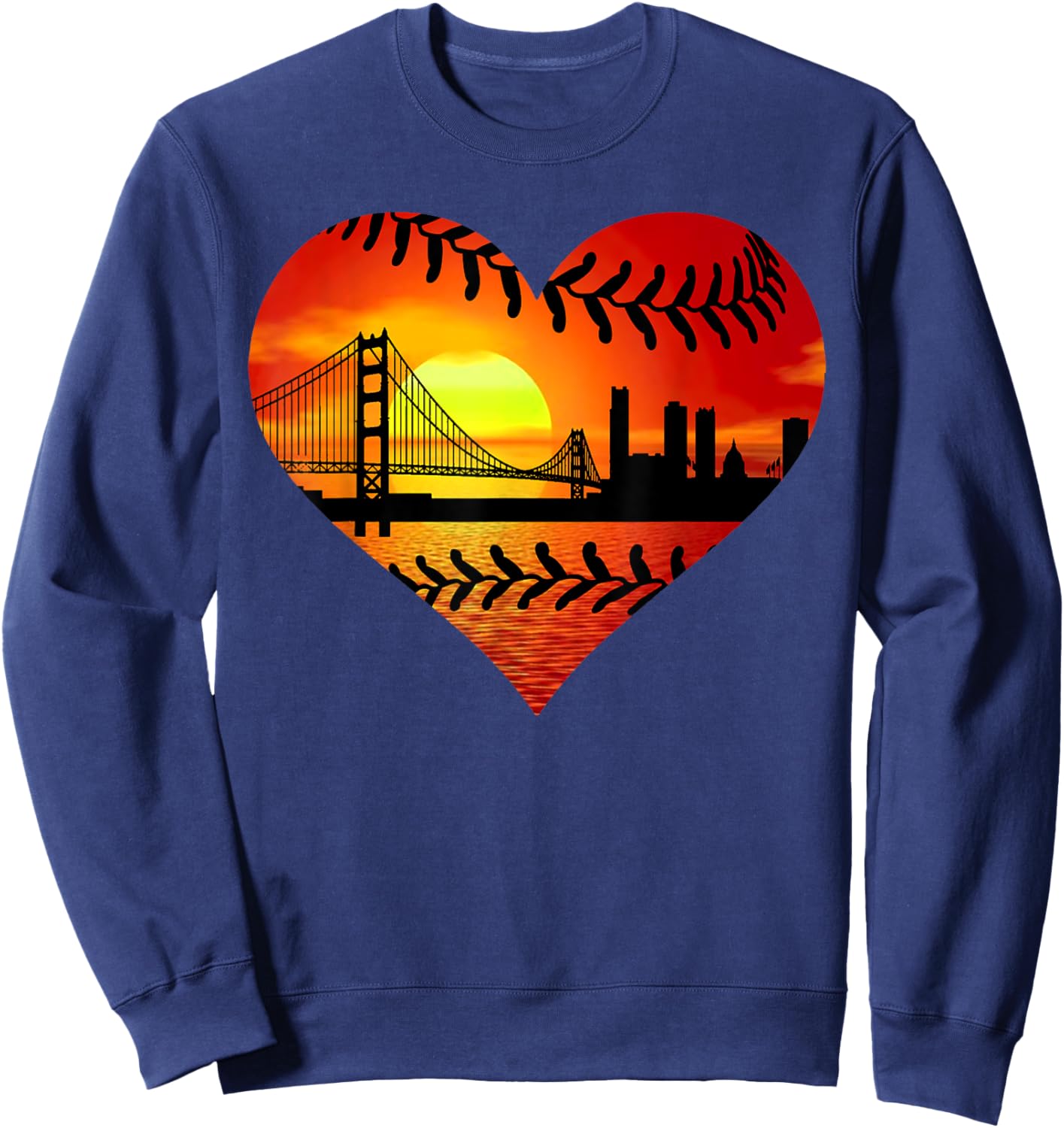 US San Francisco Baseball Patriotic Baseball Vintage Heart Sweatshirt - Sweatshirt | Navy