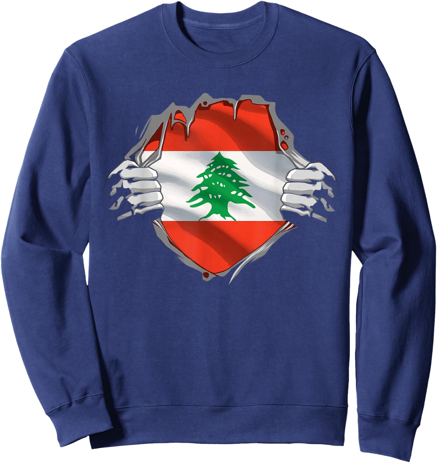 Lebanon Shirt Super Lebanese Flag Middle East Lebanese Roots Sweatshirt - Sweatshirt | Navy