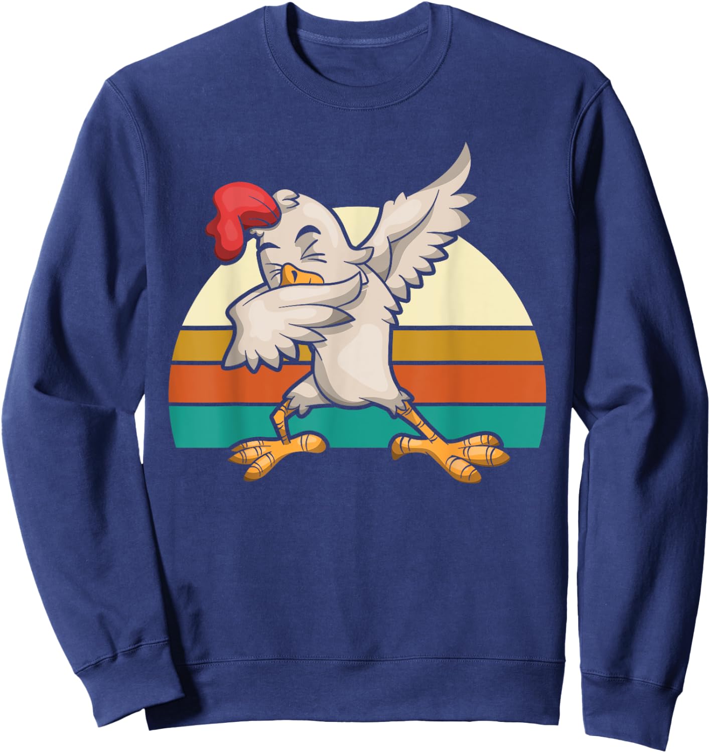 Retro Dabbing Rooster Kids Gift Funny Chicken Sweatshirt - Sweatshirt | Navy
