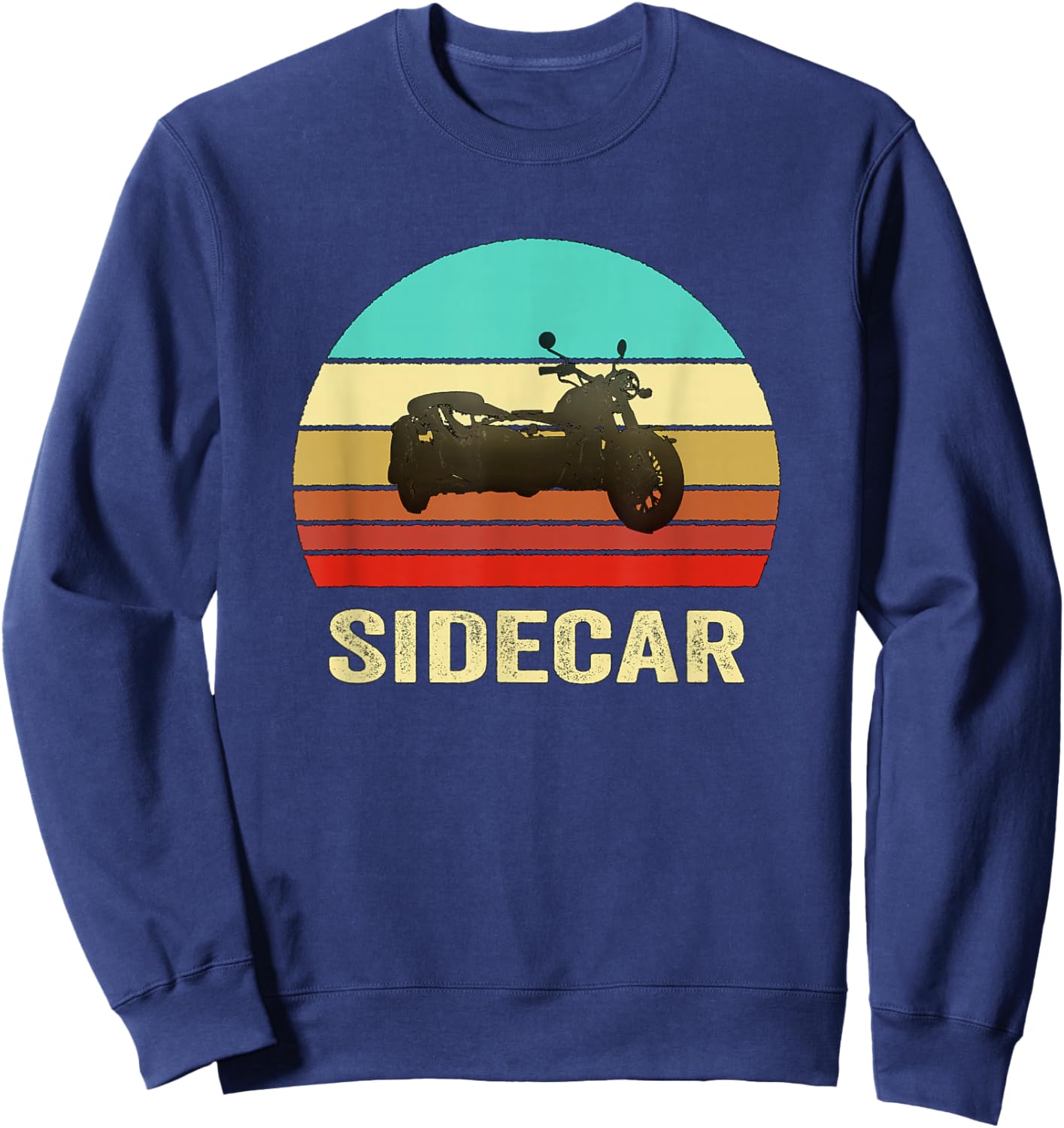 Vintage Retro Style Sunset Sidecar Motorcycle Sweatshirt - Sweatshirt | Navy