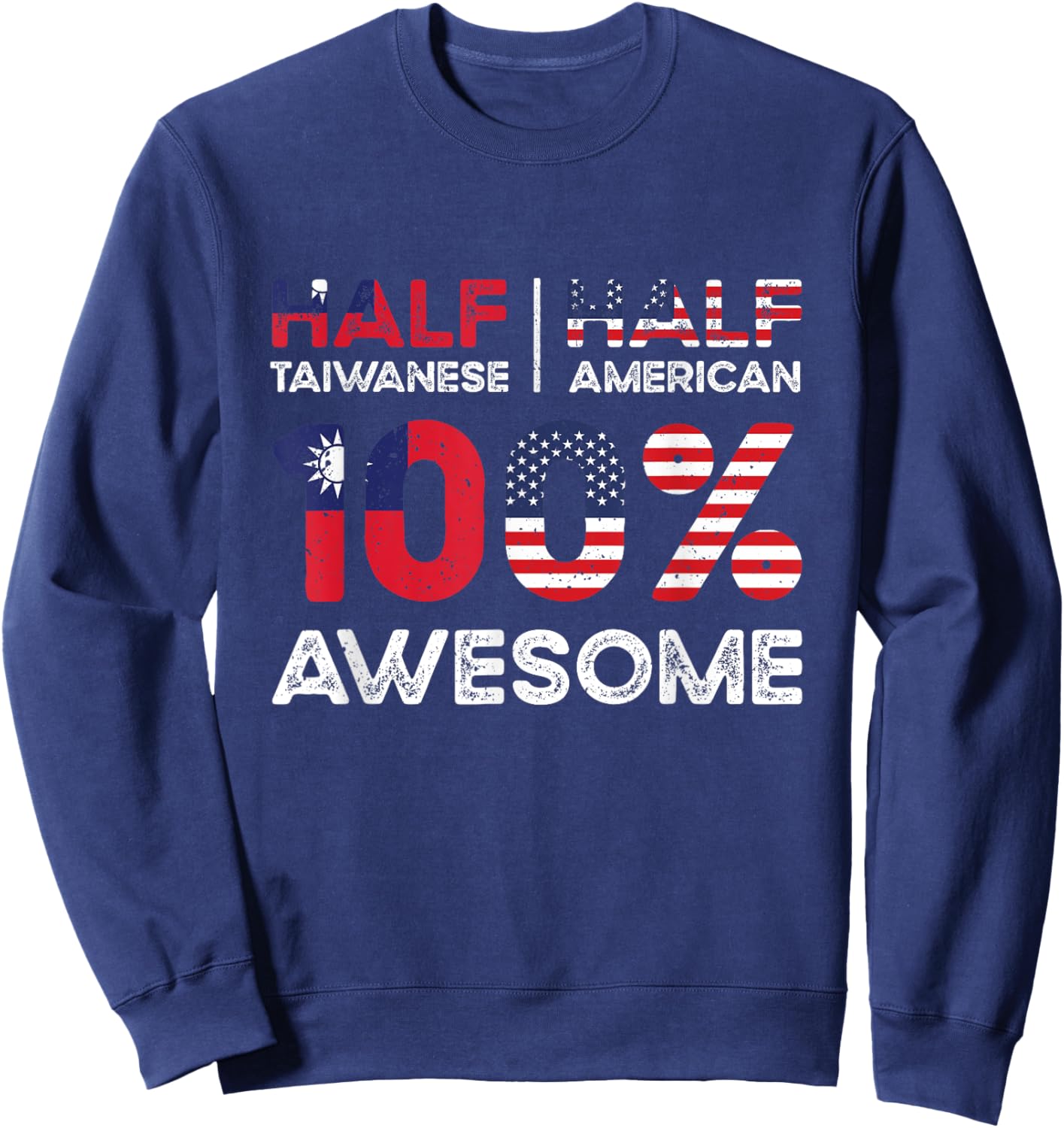 Taiwanese American Patriot USA Grown Taiwan US Flag Sweatshirt - Sweatshirt | Navy