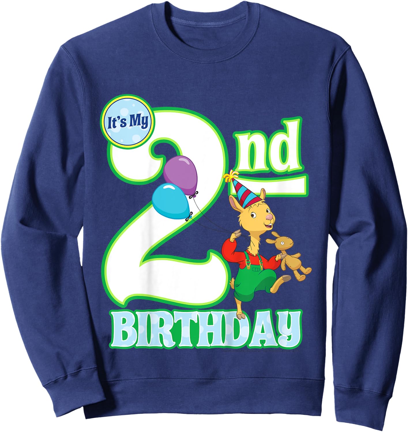 Kids Children's Second Birthday Official Llama Llama Shirt Sweatshirt - Sweatshirt | Navy