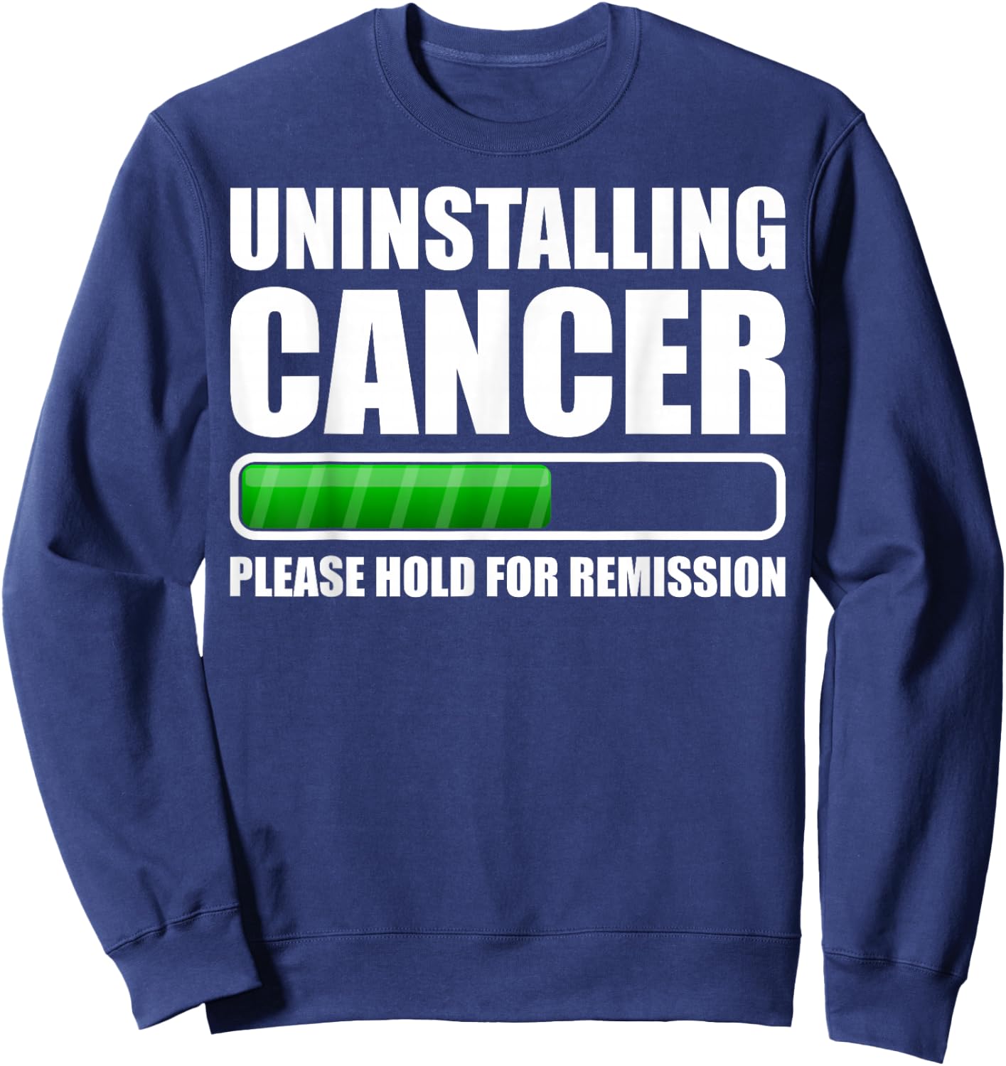 Uninstalling Cancer Gifts -Adults Cancer Awareness Black Small Modern Short Sleeve Sweatshirt - Sweatshirt | Navy