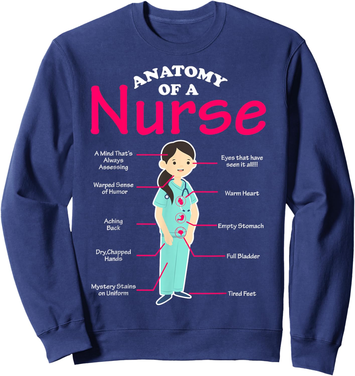 RN LVN Nurse Anatomy Scrub Cool Nursing Graduate Gift Sweatshirt - Sweatshirt | Navy