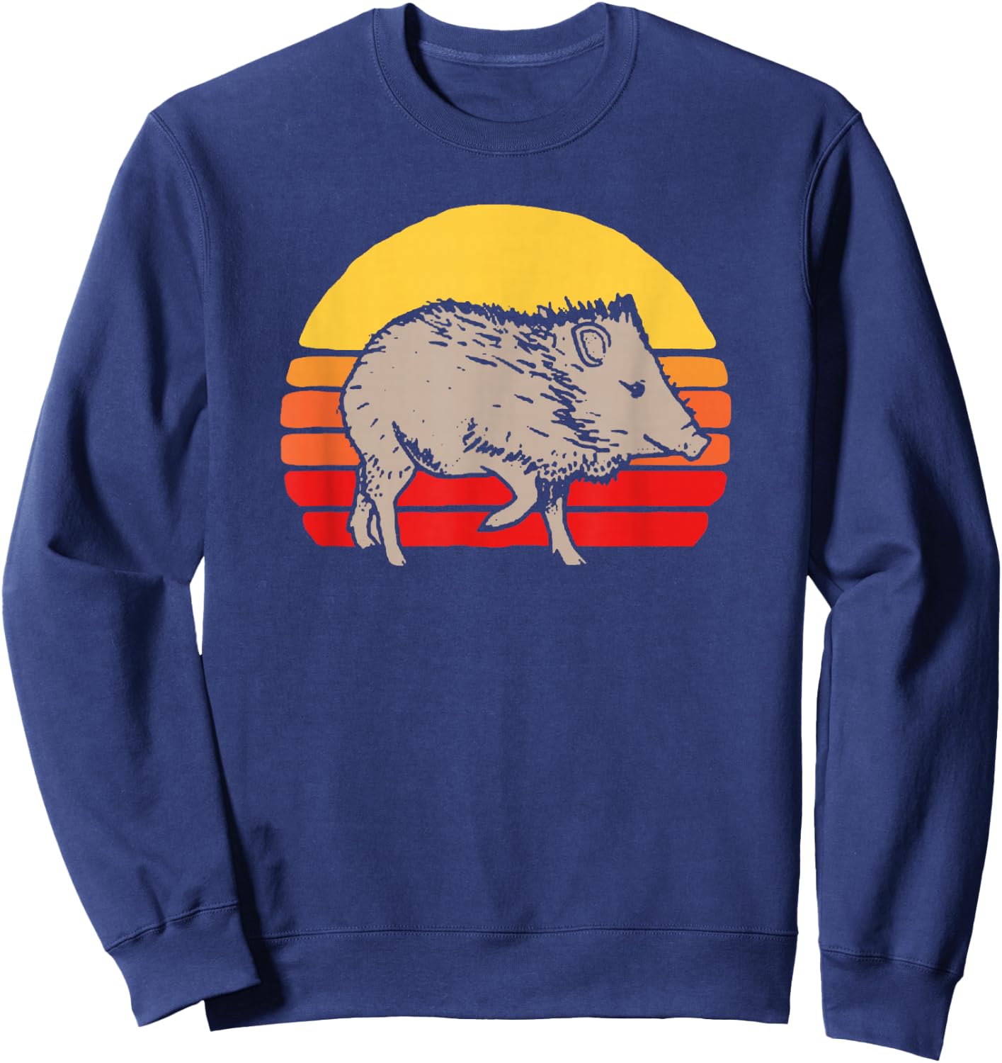 Javelina Vintage Retro 80s Sunset Cute Funny Arizona Sweatshirt - Sweatshirt | Navy