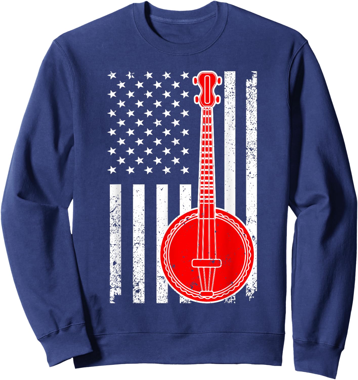 Cool Banjo Design Women Kids Bluegrass Banjo Player Sweatshirt - Sweatshirt | Navy