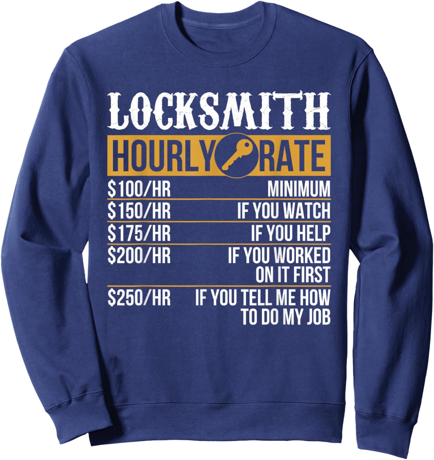 Professional Locksmith Hourly Rate Funny Picker Locksmithing Sweatshirt - Sweatshirt | Navy