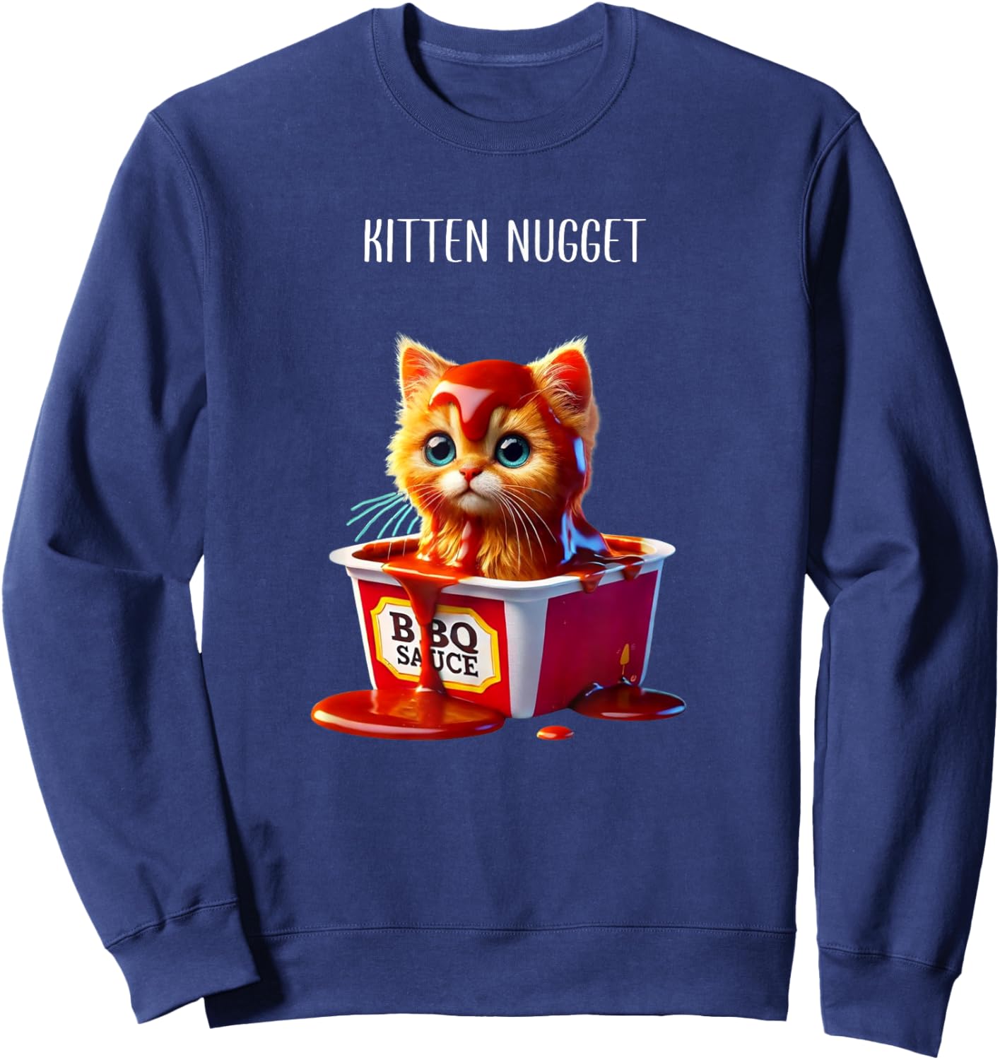 Kitten Nuggets Cat Lover Gift Food Pun Chicken Nuggets Women Kids Sweatshirt - Sweatshirt | Navy