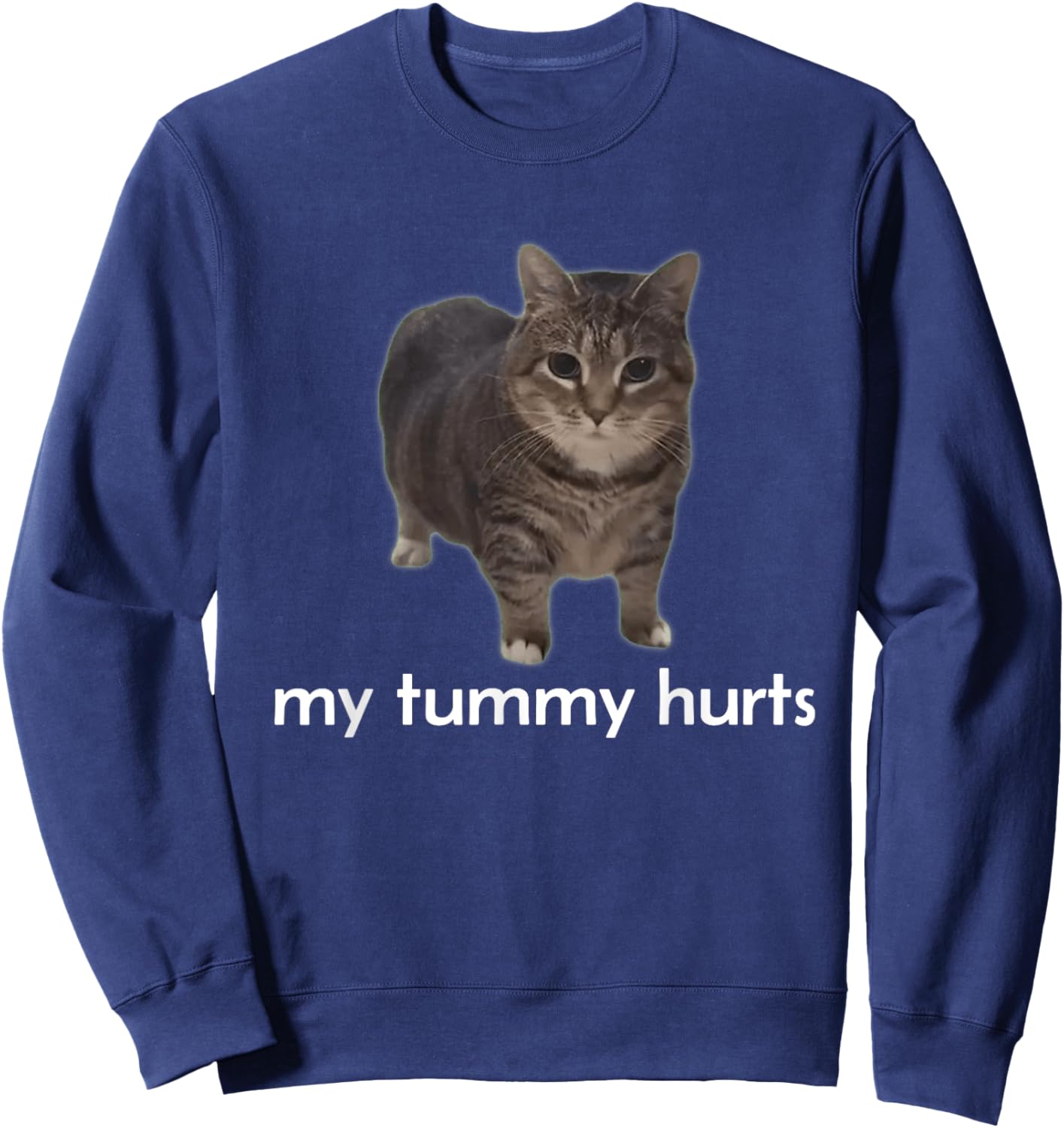 My Tummy Hurts Funny Oiia Oiia Cat Meme Men Women Sweatshirt - Sweatshirt | Navy