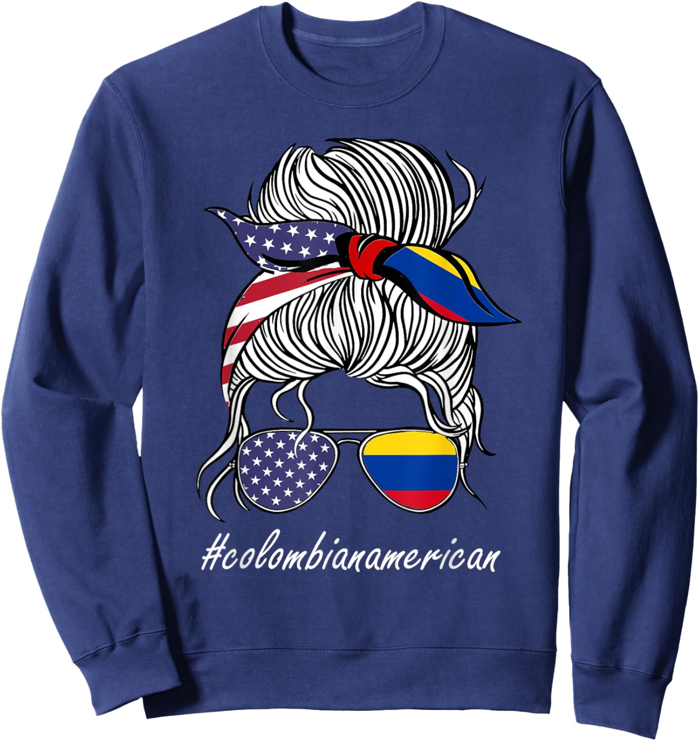 Colombia Women Heritage American Grown Girl Colombia Flag Sweatshirt - Sweatshirt | Navy