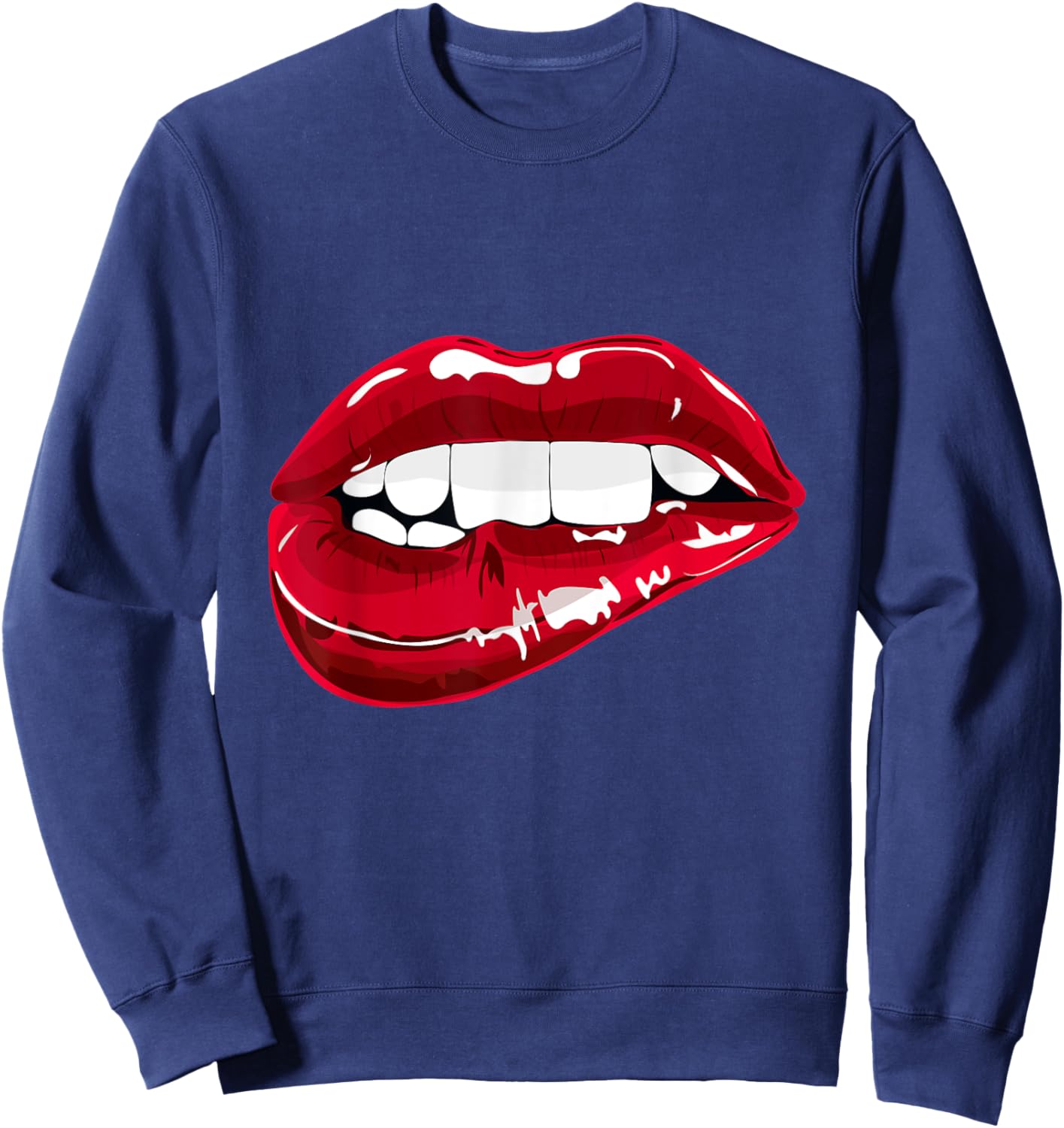 Enjoy Cool Women Graphic Lips shirts, Women Red Lips Fun Sweatshirt - Sweatshirt | Navy