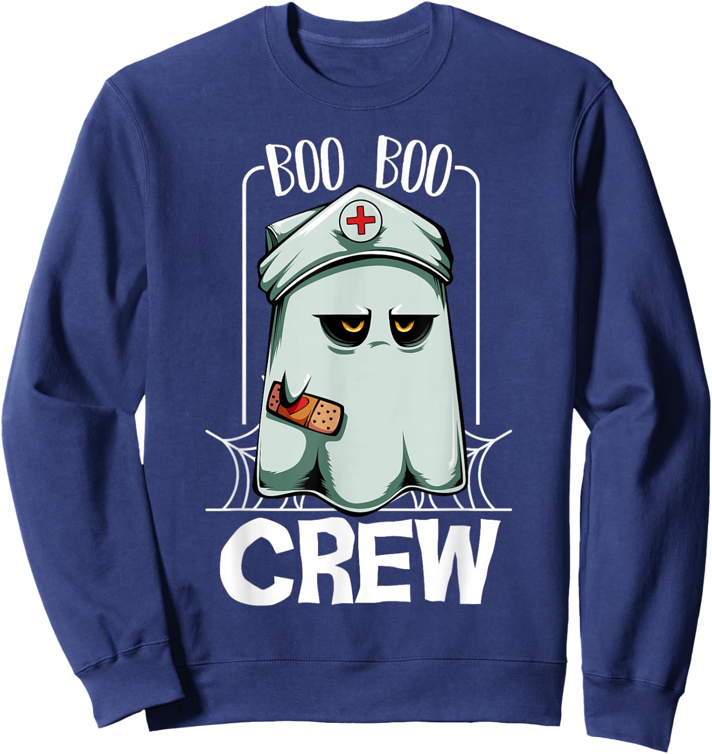 Boo Boo Crew Ghost Nurse Hospital Halloween Sweatshirt - Sweatshirt | Navy