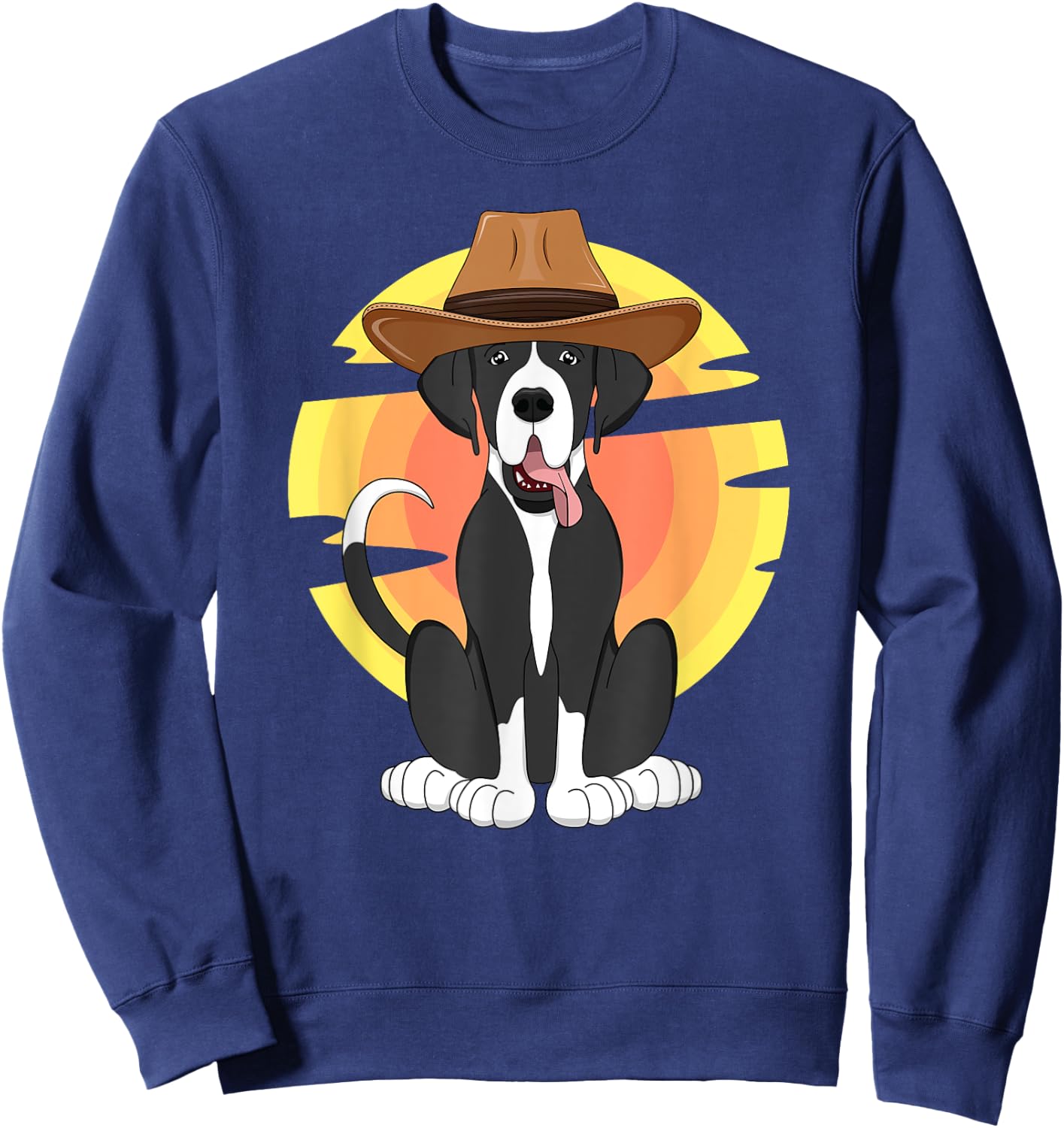 Western Mantle Great Dane Dog Texas Rodeo Kids Country Gift Sweatshirt - Sweatshirt | Navy