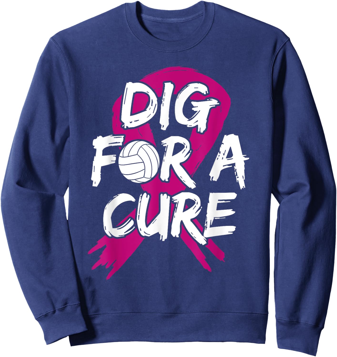 Breast Cancer Volleyball Pink Ribbon Surgery Carcinoma Sport Sweatshirt - Sweatshirt | Navy