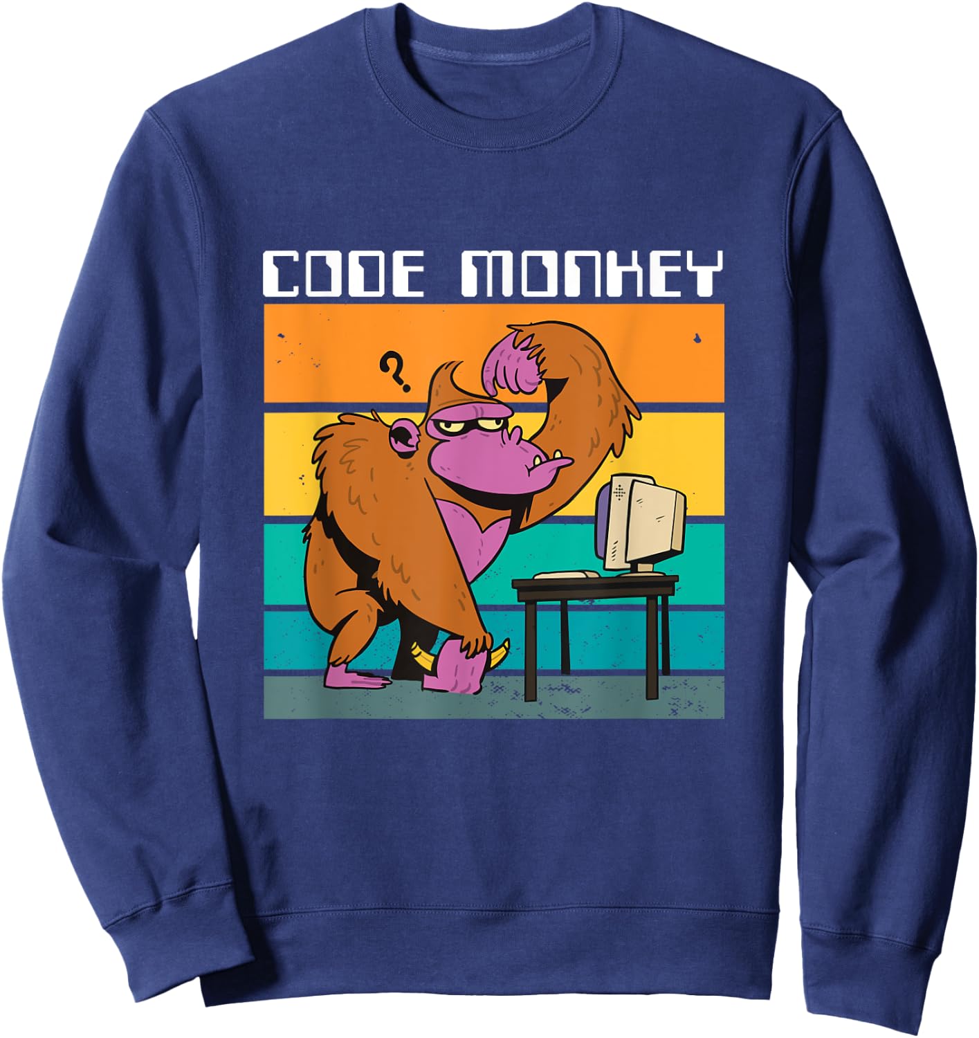 Code Monkey Gorilla Retro Coding Coder PC Nerd Geek Web Gift Sweatshirt - Sweatshirt | Navy