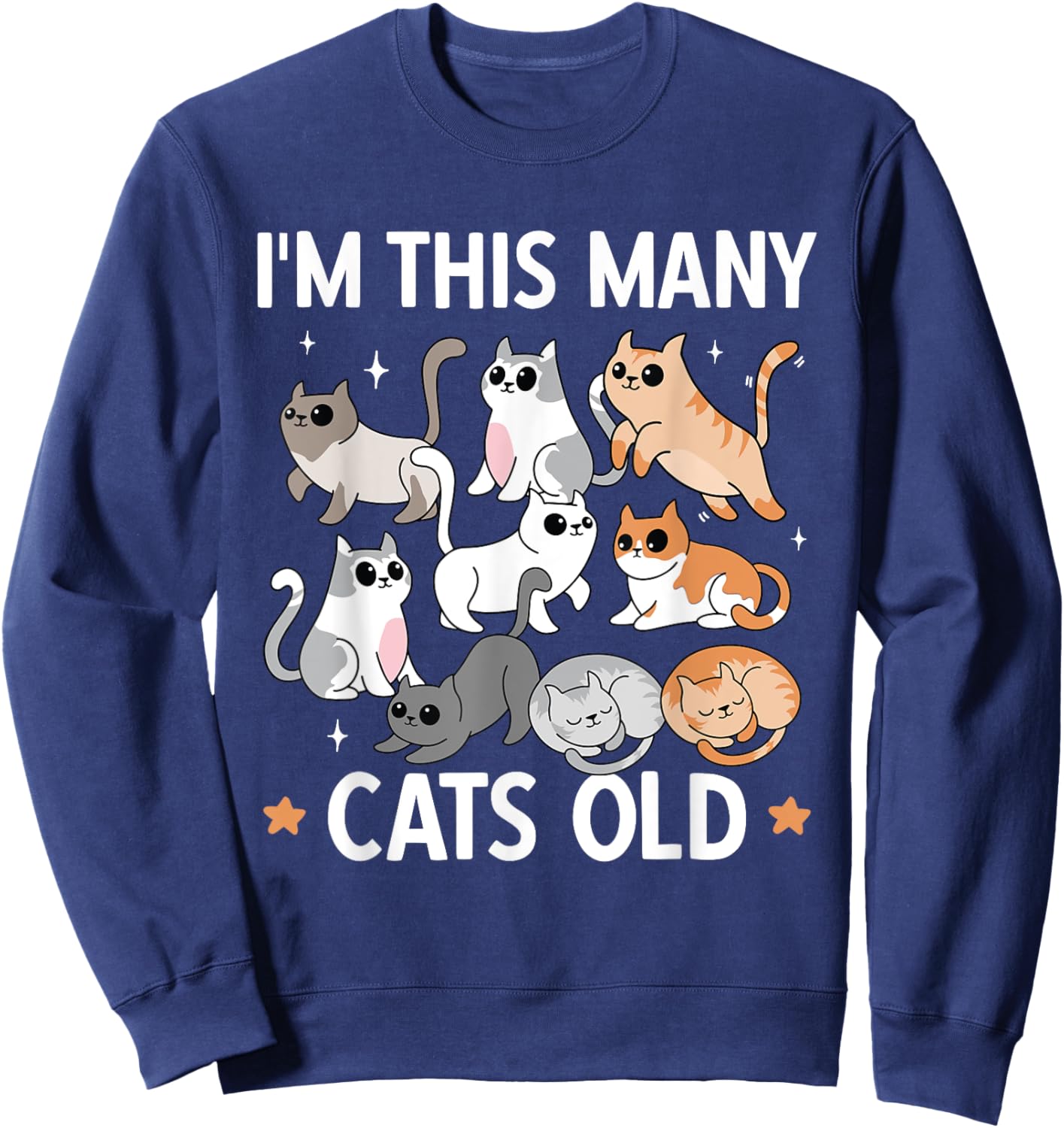 I'm This Many Cats Old 9th Birthday Party Kitten Cat Sweatshirt - Sweatshirt | Navy