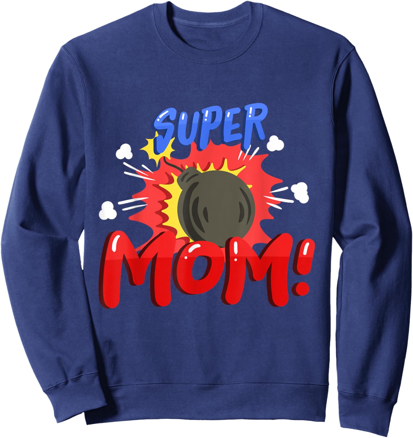 Mom Superhero Comic Birthday Party Family Matching Sweatshirt - Sweatshirt | Navy