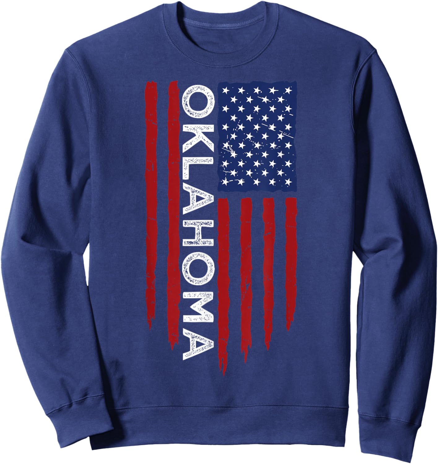 Oklahoma Home State OK American Flag Retro Design Sweatshirt - Sweatshirt | Navy